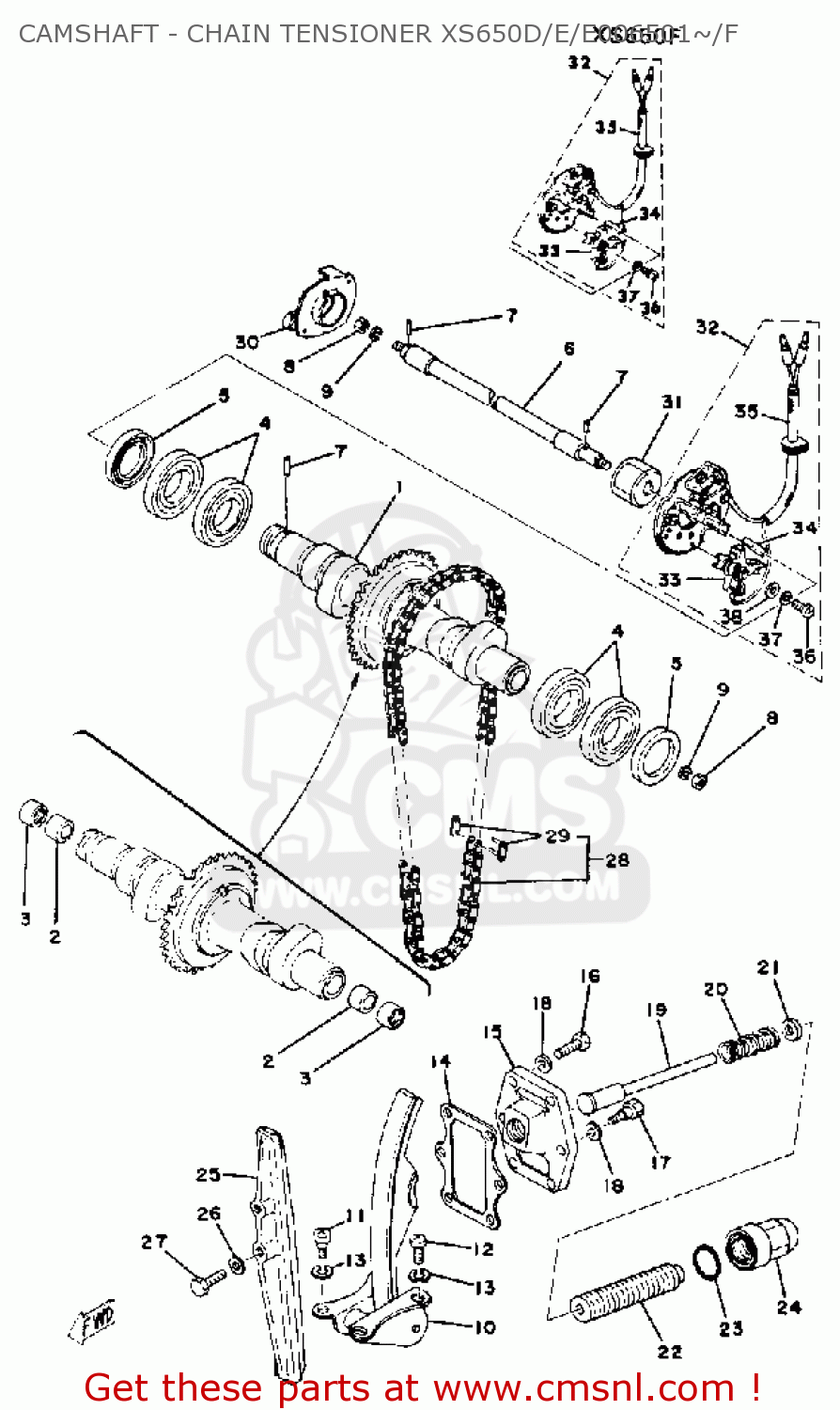 Yamaha XS650 1977 USA CAMSHAFT CHAIN TENSIONER XS650D/E/E006501/F