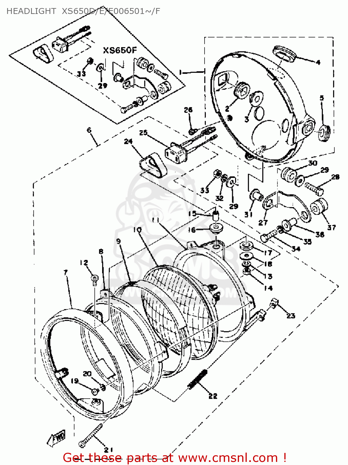 Yamaha XS650 1977 USA HEADLIGHT XS650D/E/E006501/F buy original