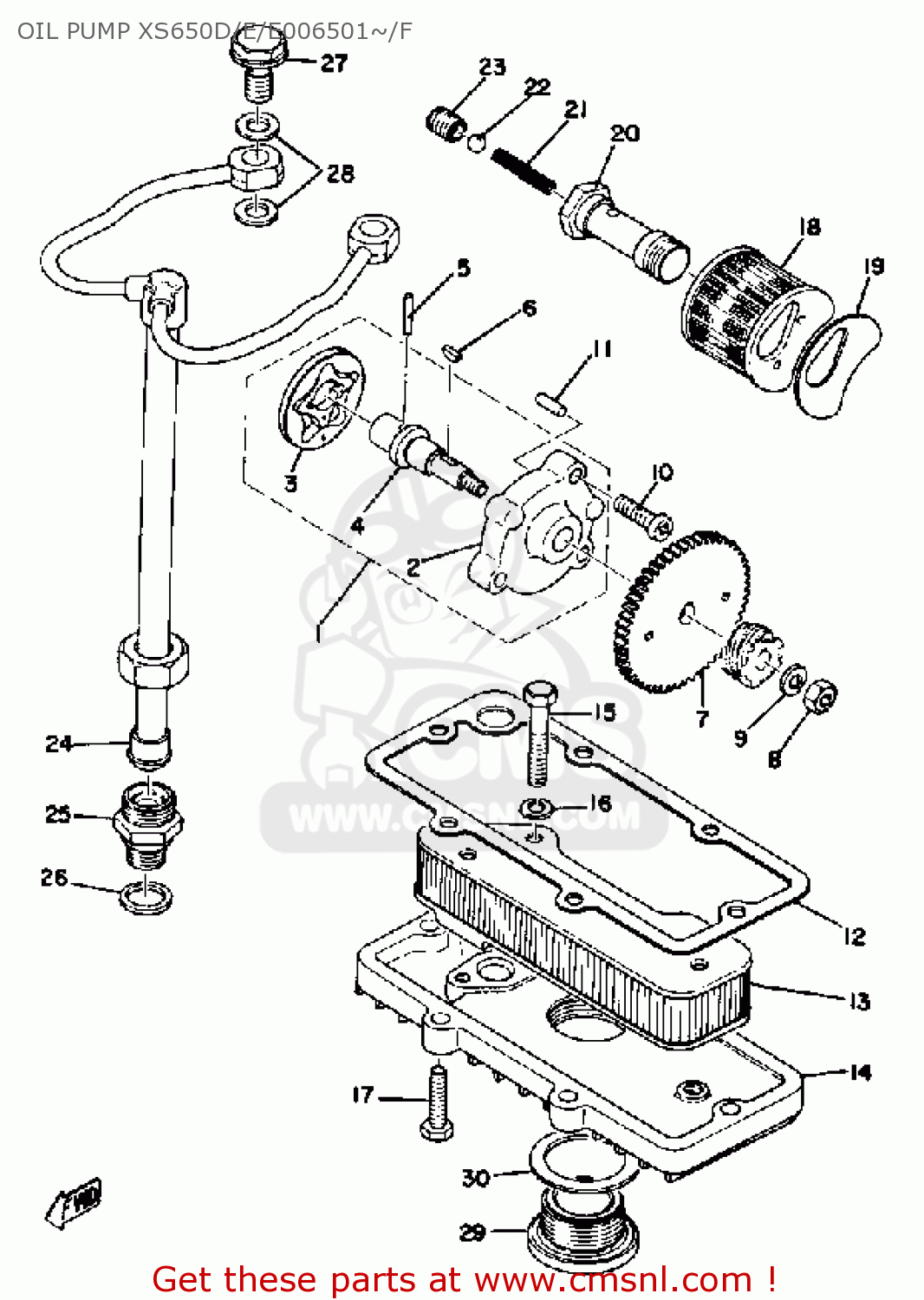 Yamaha XS650 1977 USA OIL PUMP XS650D/E/E006501/F buy original OIL