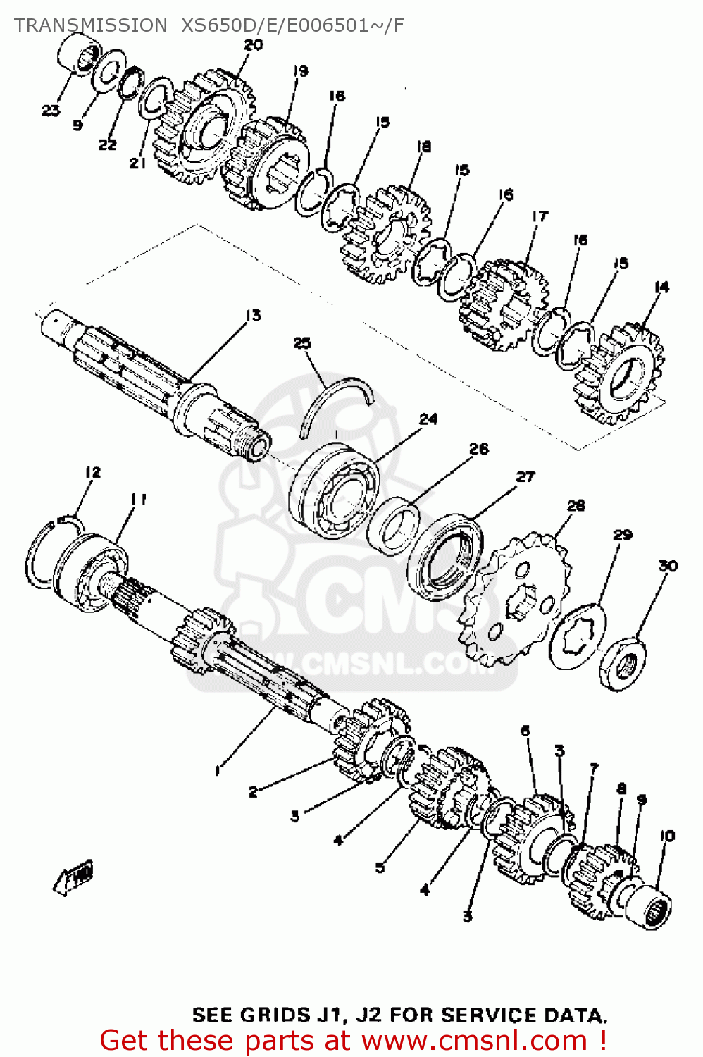 Yamaha XS650 1977 USA TRANSMISSION XS650D/E/E006501~/F - buy original ...