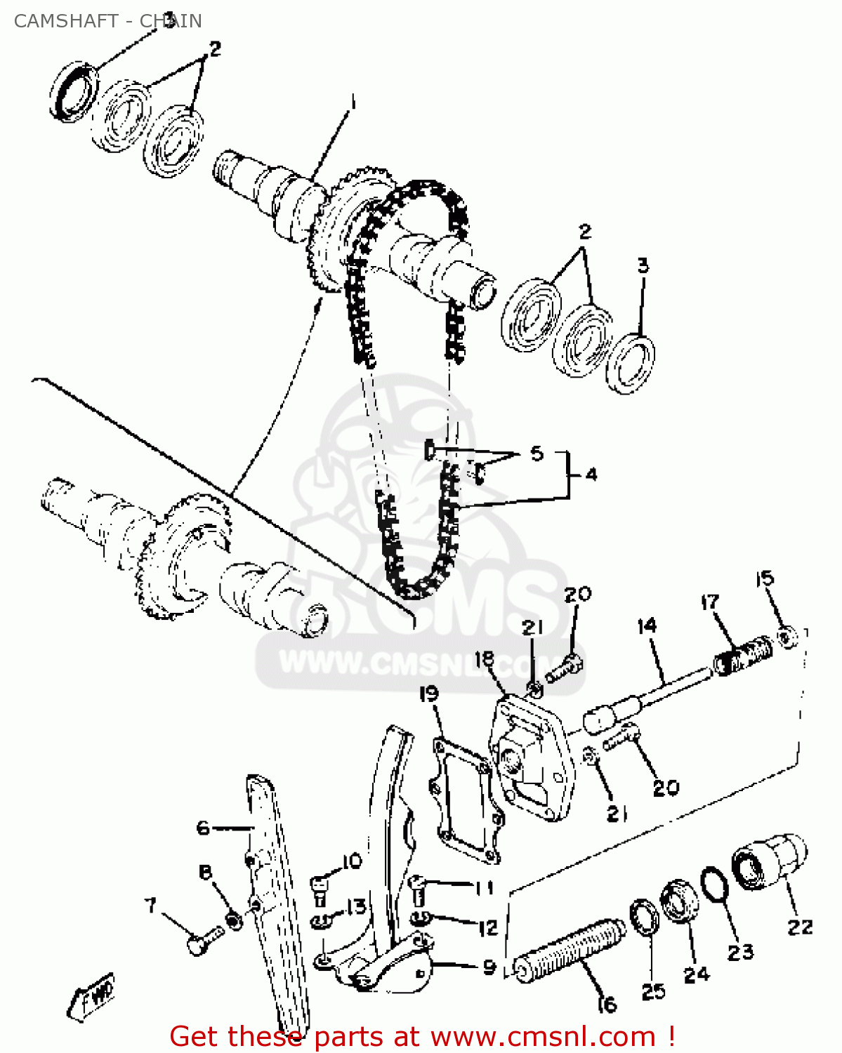 Yamaha XS650 1980 (A) USA CAMSHAFT CHAIN buy original CAMSHAFT
