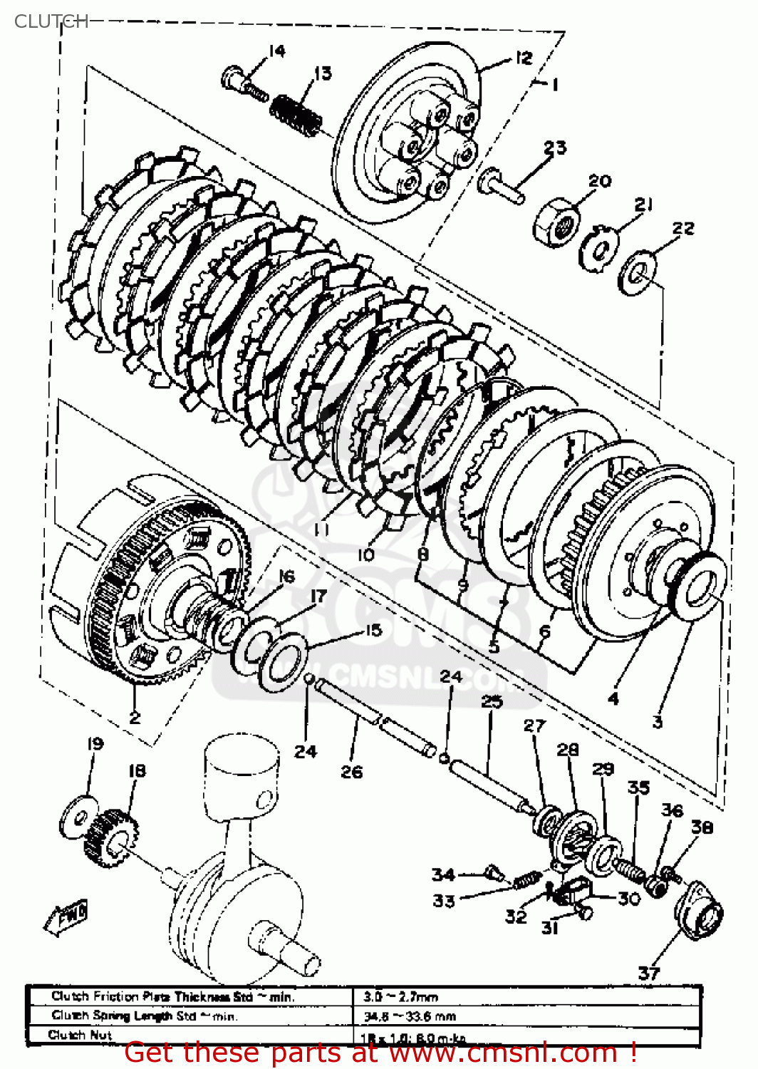 Yamaha XS650S 1980 (A) USA CLUTCH buy original CLUTCH spares online