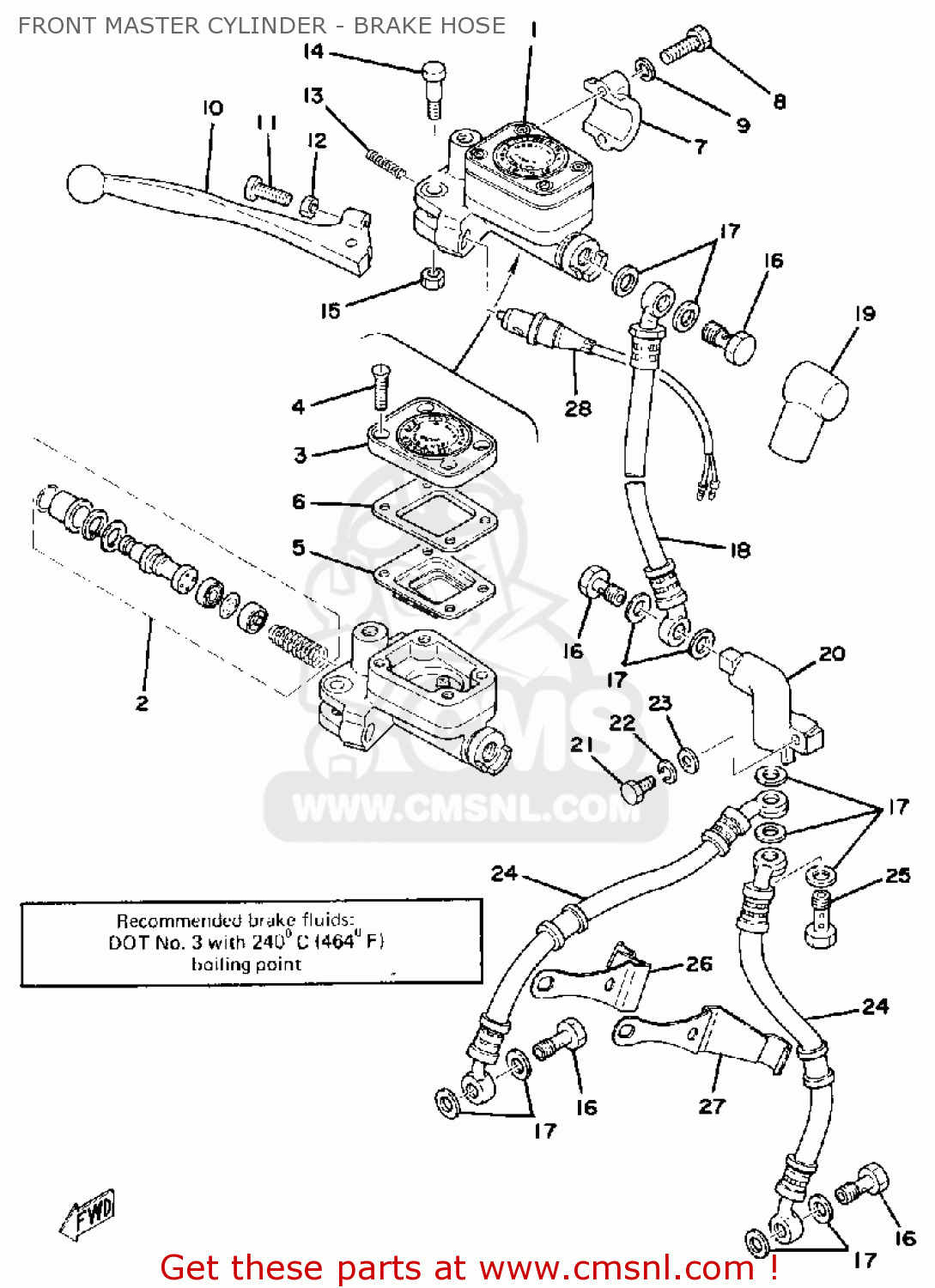 Yamaha XS750 1977 USA CANADA FRONT MASTER CYLINDER BRAKE HOSE buy