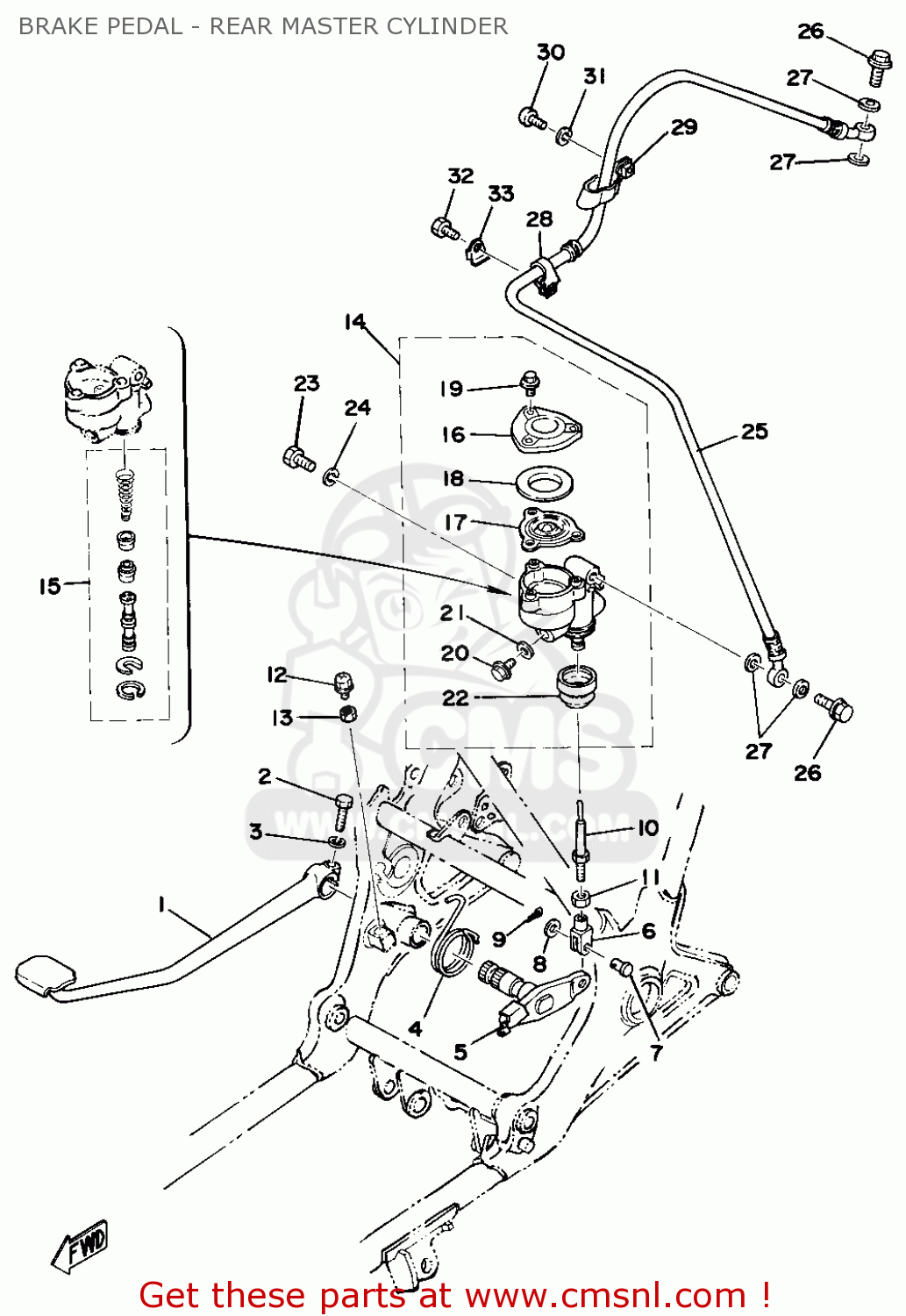 Yamaha XS750 1978 USA CANADA BRAKE PEDAL REAR MASTER CYLINDER buy