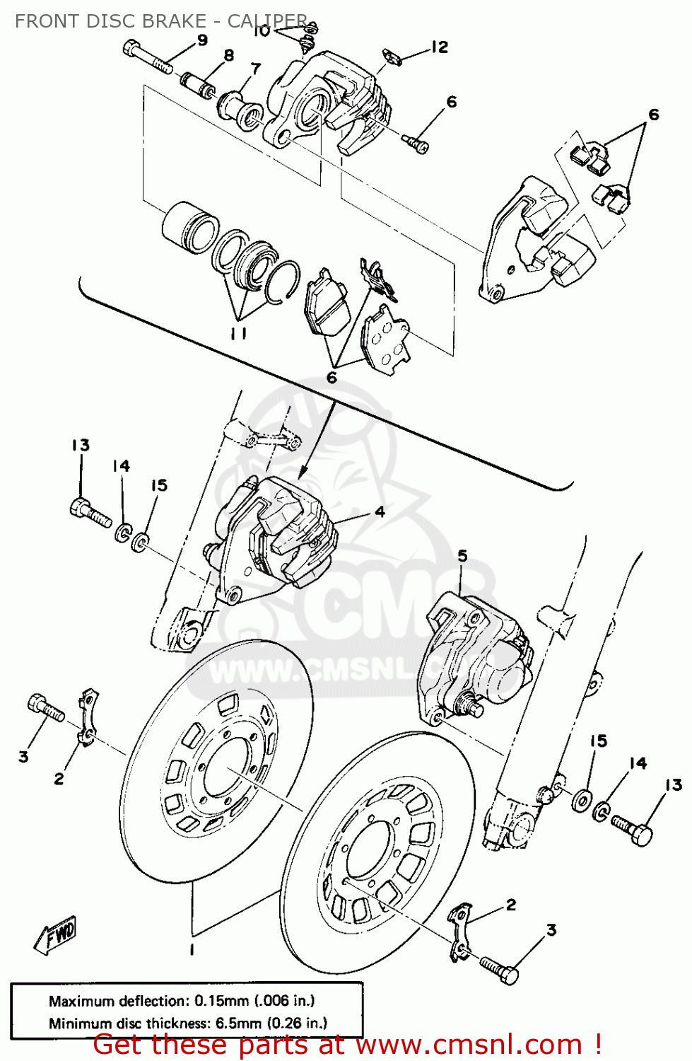 Yamaha XS750 1978 USA CANADA FRONT DISC BRAKE CALIPER buy original