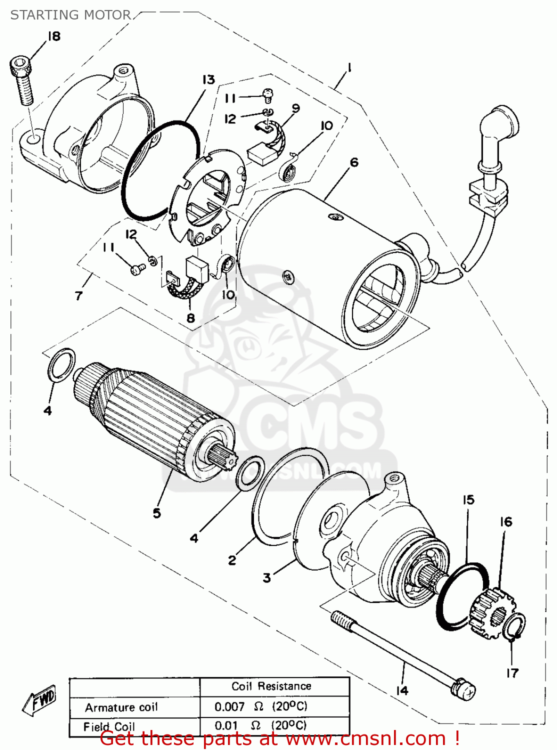 Yamaha XS750 1978 USA CANADA STARTING MOTOR buy original STARTING