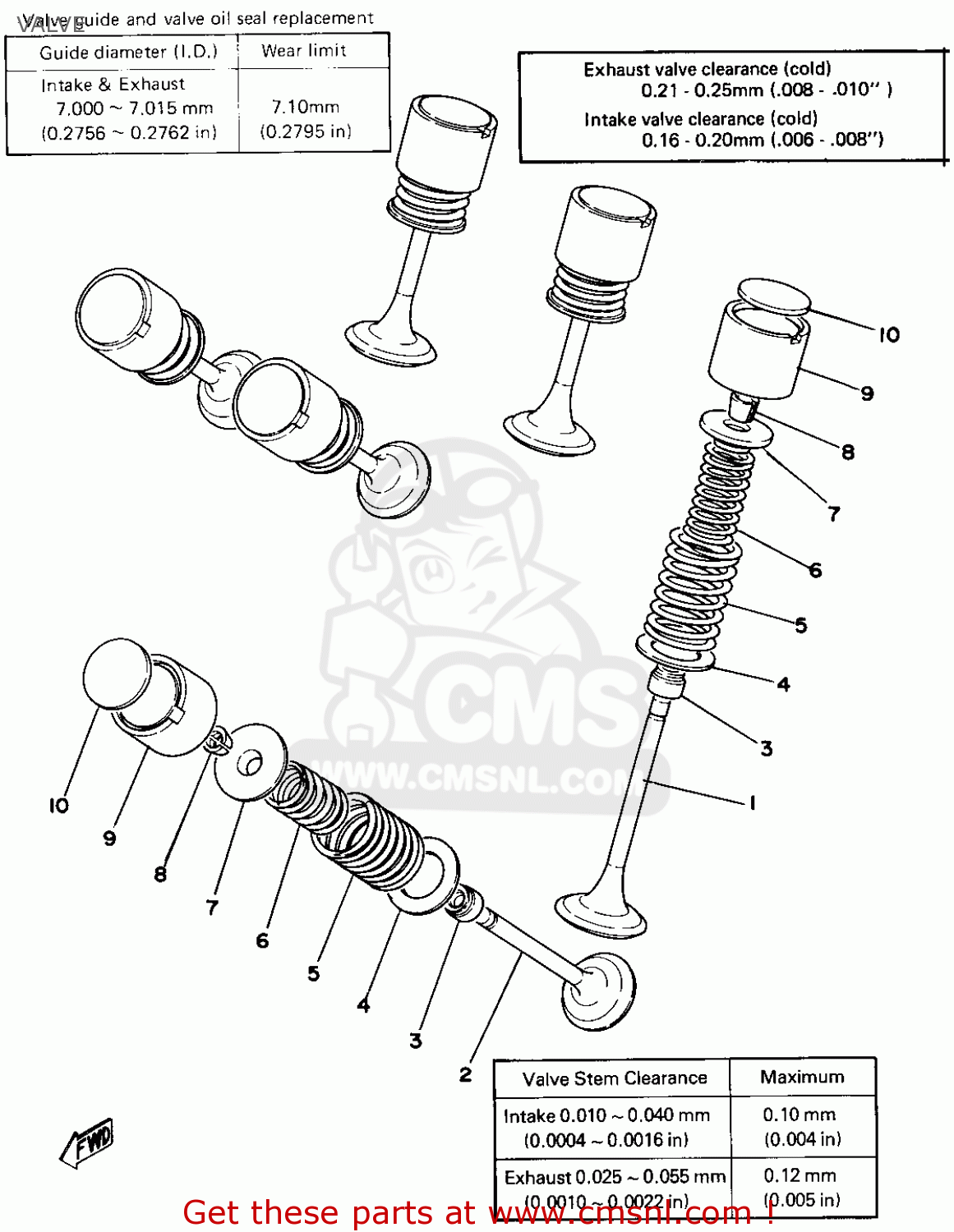 Yamaha XS750 1978 USA CANADA VALVE buy original VALVE spares online