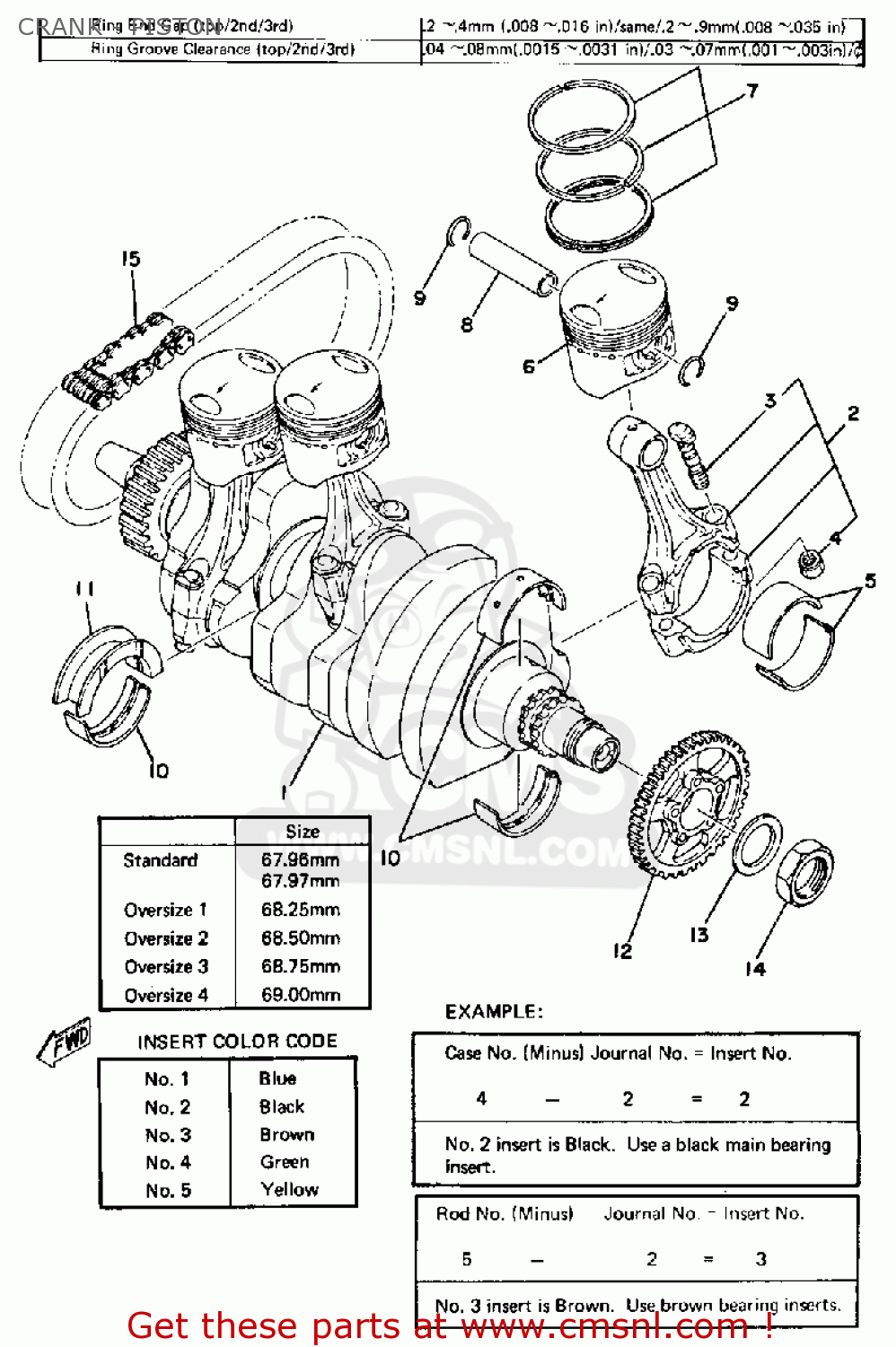 Yamaha XS750-2 1977 USA CANADA CRANK - PISTON - buy original CRANK ...