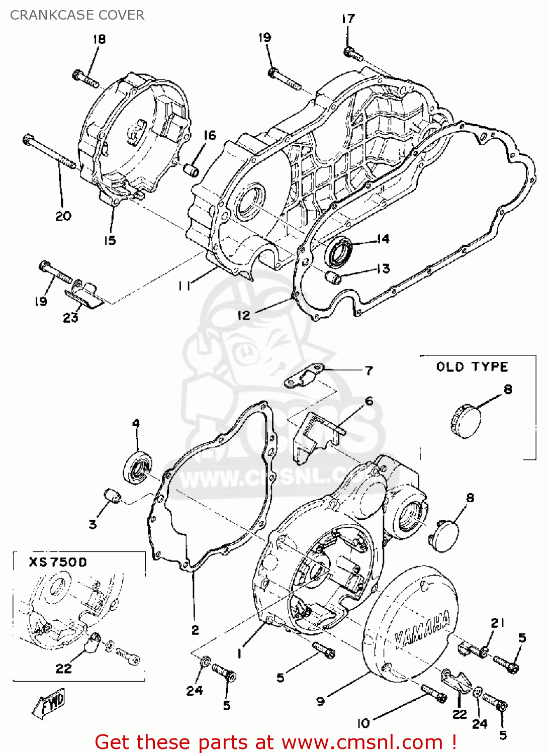 Yamaha XS750-2 1977 USA CANADA CRANKCASE COVER - buy original CRANKCASE ...