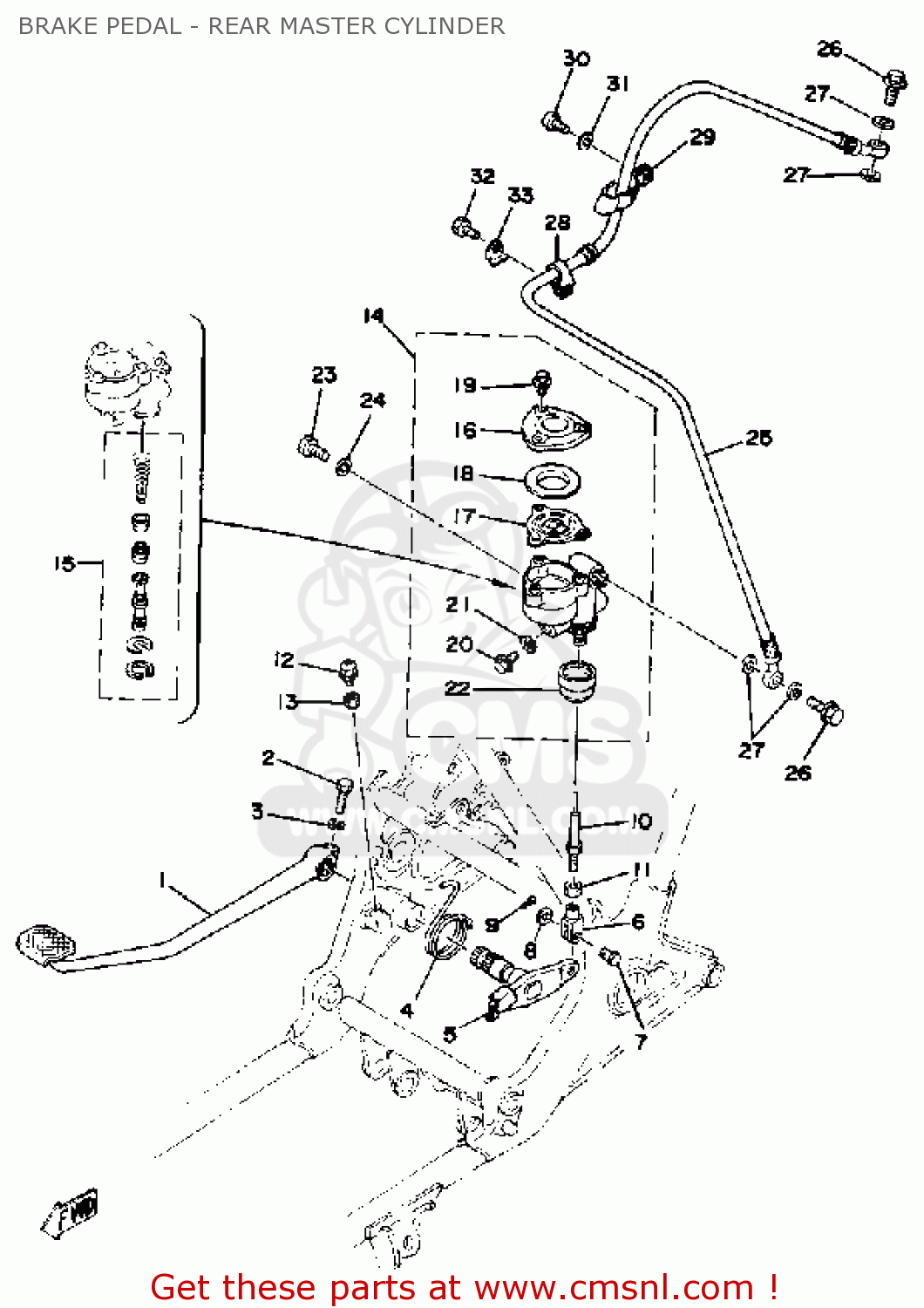 Yamaha XS750-227501 1978 USA BRAKE PEDAL - REAR MASTER CYLINDER - buy ...