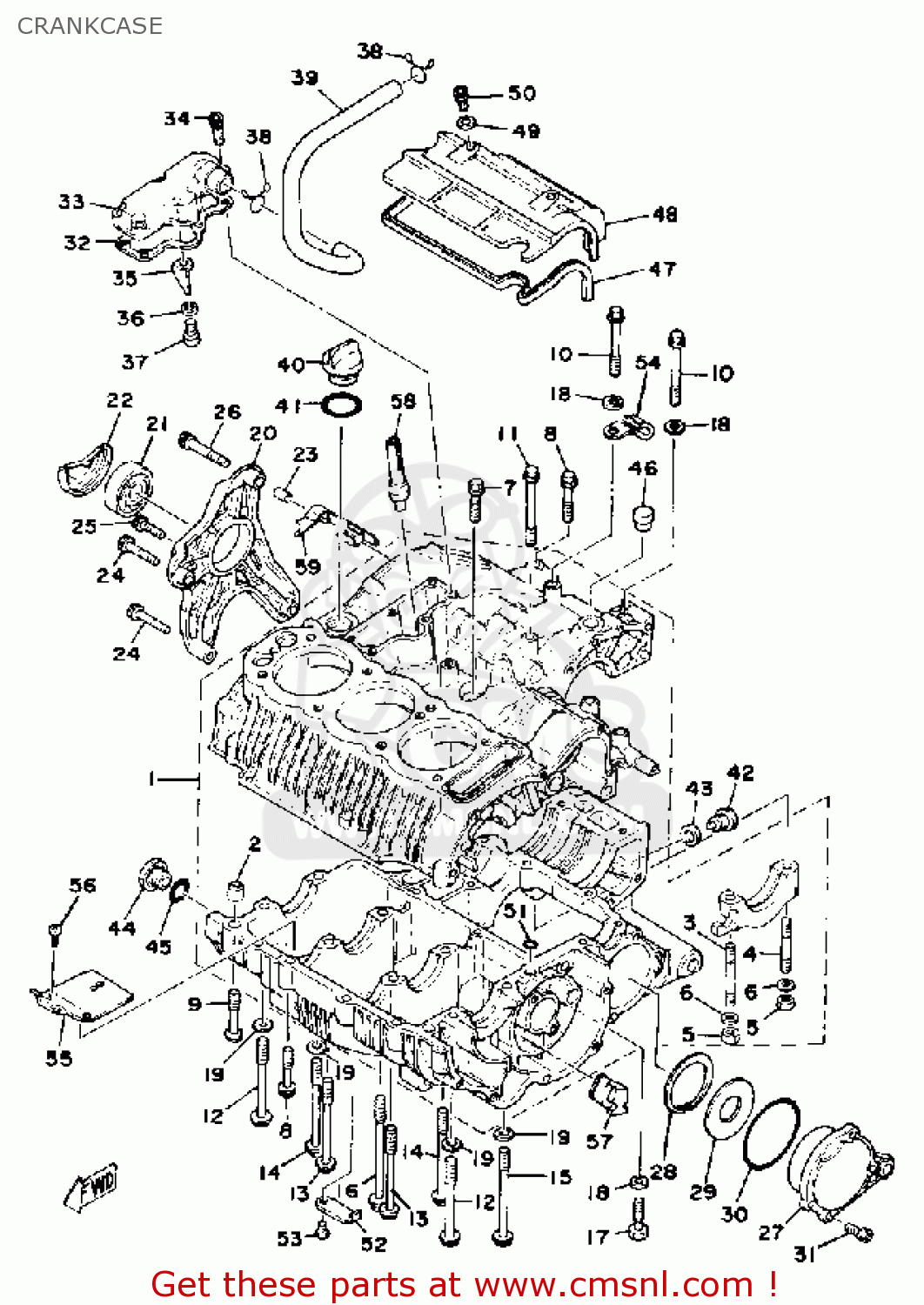Yamaha XS750227501 1978 USA CRANKCASE buy original CRANKCASE spares