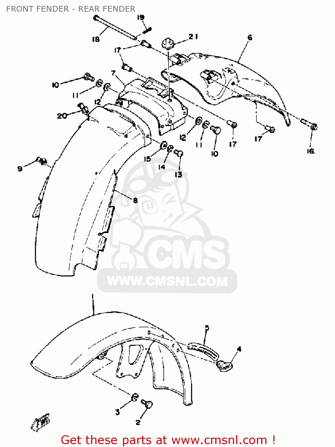 Yamaha XS750-227501 1978 USA FRONT FENDER - REAR FENDER - buy original ...