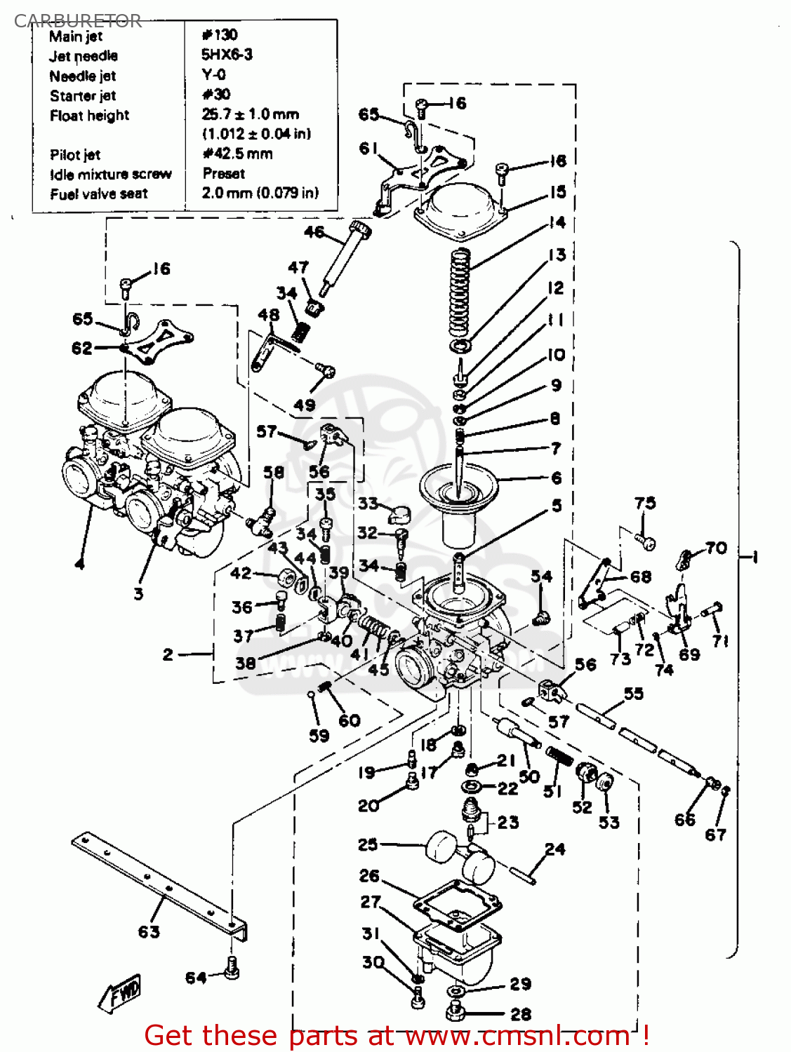 Yamaha XS750S 1978 USA CANADA CARBURETOR - buy original CARBURETOR ...