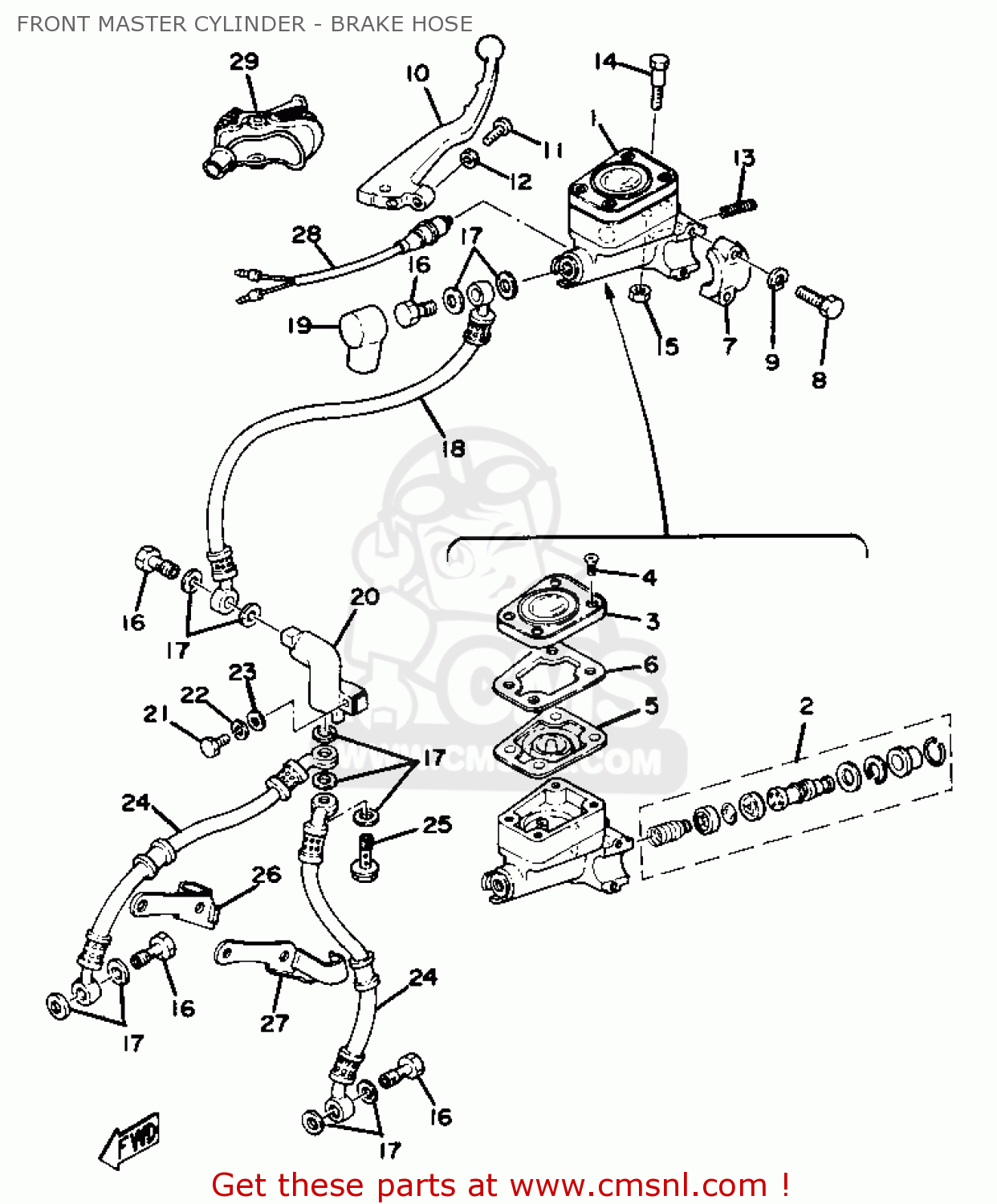 Yamaha XS750S 1978 USA CANADA FRONT MASTER CYLINDER BRAKE HOSE buy