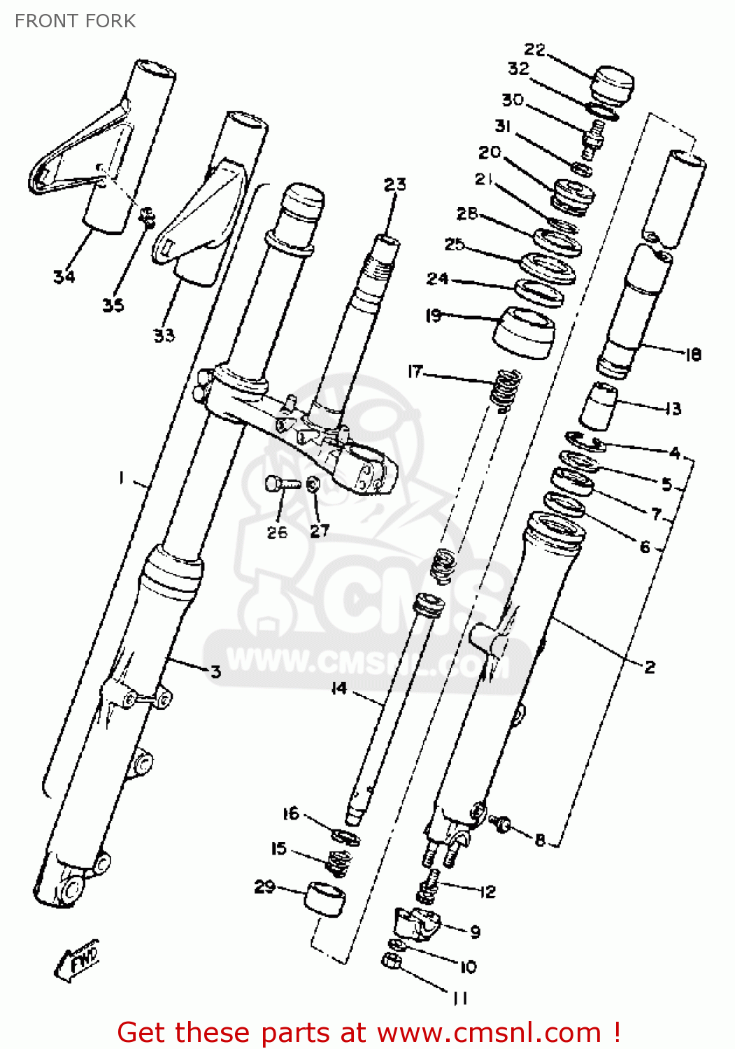 Yamaha XS850 1980 (A) USA FRONT FORK buy original FRONT FORK spares online