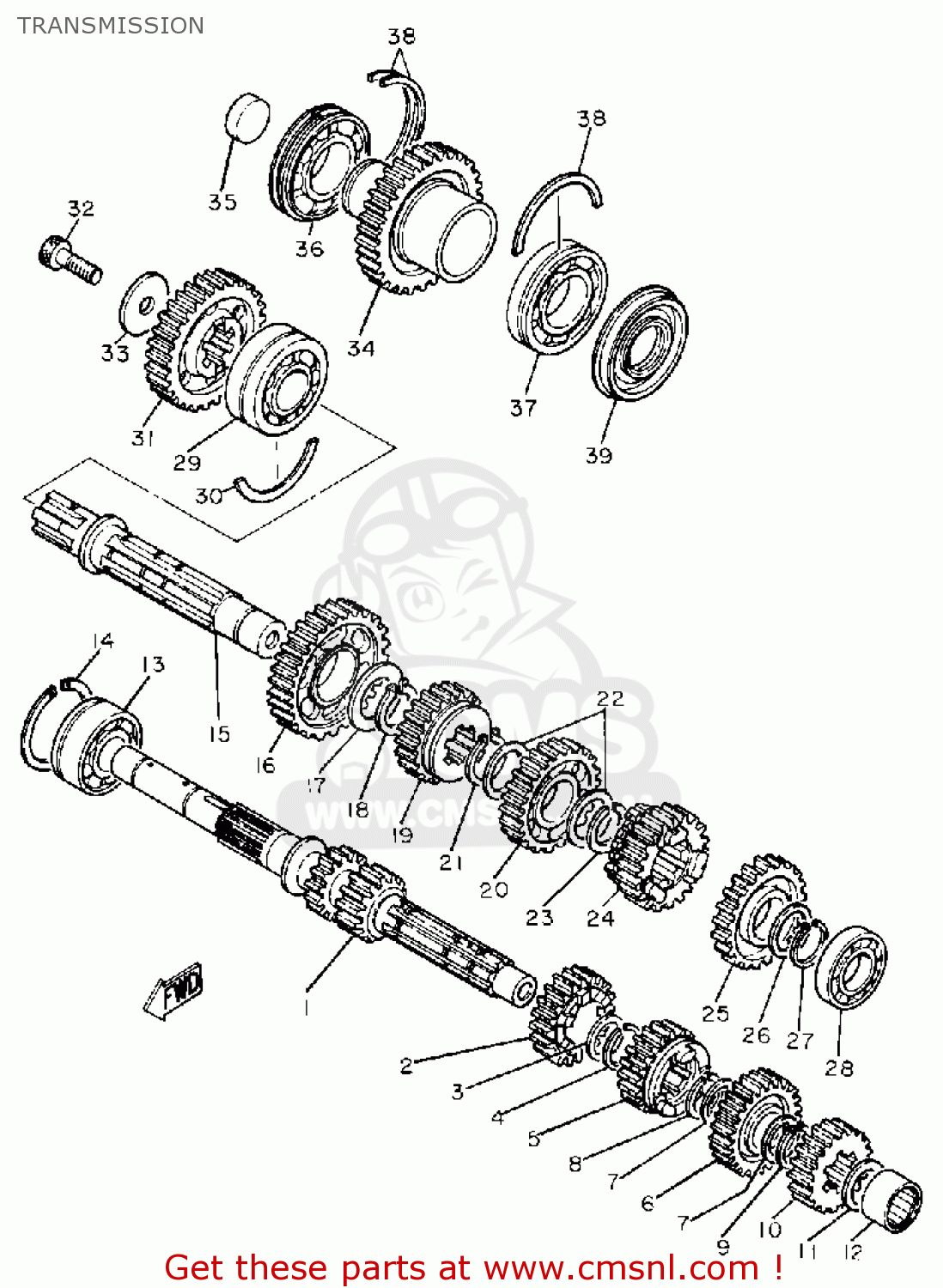 Yamaha XS850 1981 (B) USA TRANSMISSION buy original TRANSMISSION spares online