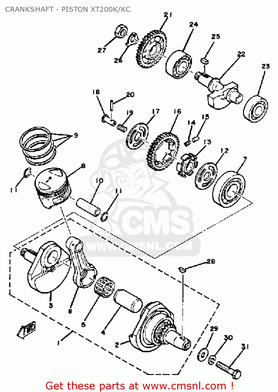 Yamaha XT200 DUAL PURPOSE 1983 (D) USA CRANKSHAFT - PISTON XT200K/KC ...