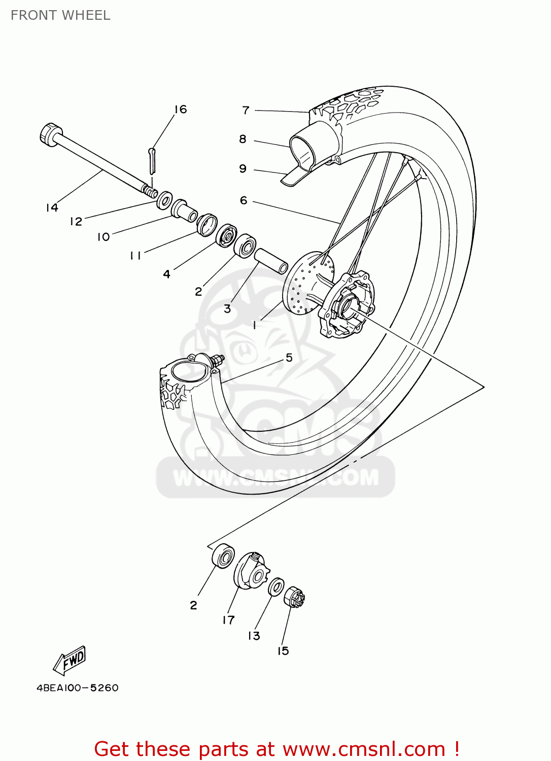 Yamaha XT225 XT225C 2000 (Y) USA CALIFORNIA FRONT WHEEL buy original