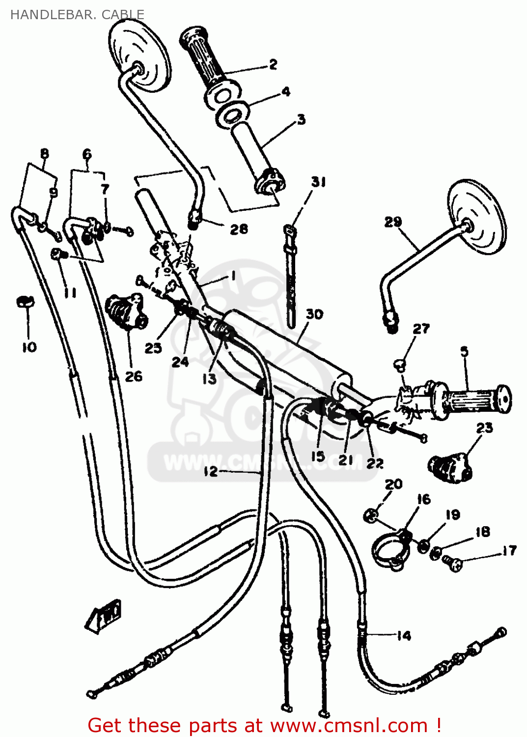 Yamaha XT250 1981 5G4 EUROPE 215G4-300E1 HANDLEBAR. CABLE - buy ...