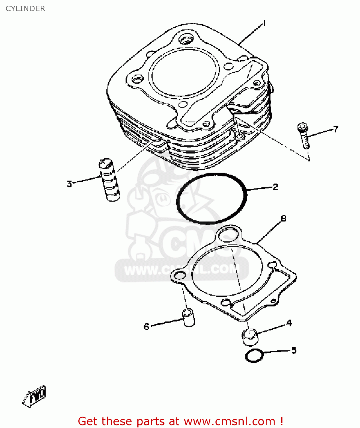 Yamaha XT250 DUAL PURPOSE 1981 (B) USA CYLINDER buy original CYLINDER spares online