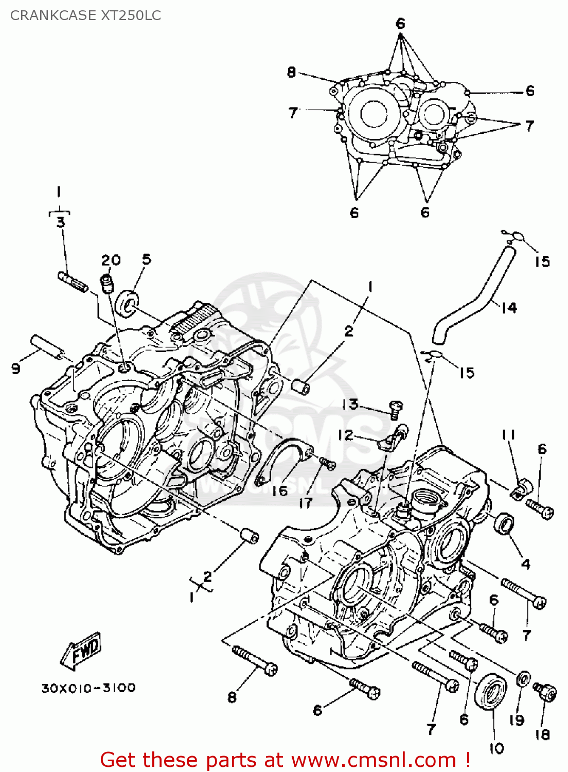 Yamaha XT250 DUAL PURPOSE 1984 (E) USA CRANKCASE XT250LC - buy original ...