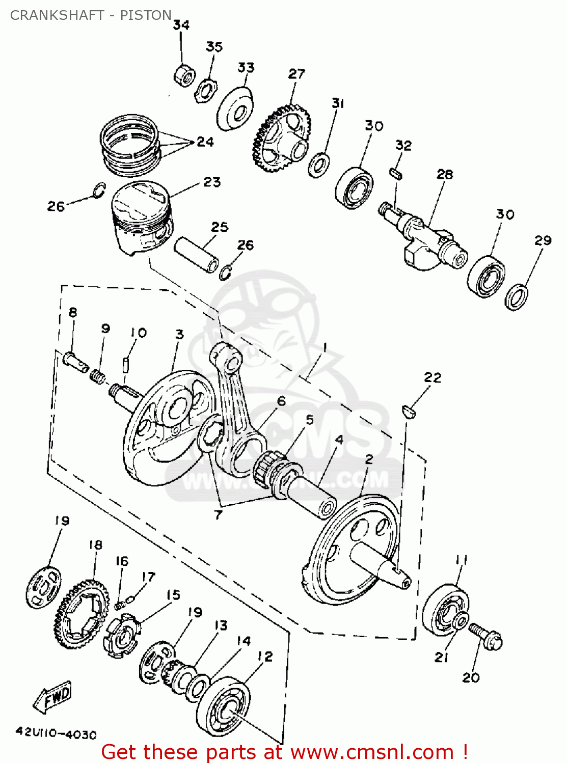 Yamaha Xt250 Dual Purpose 1984 (e) Usa Crankshaft Piston schematic