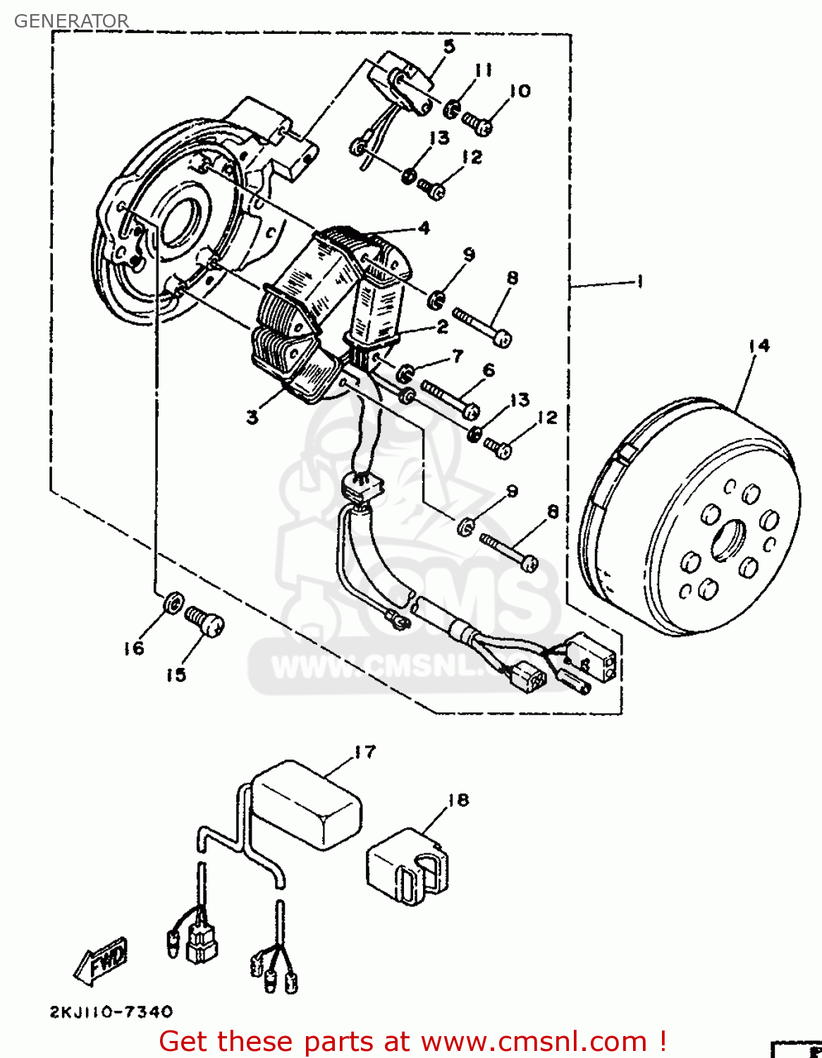 Yamaha XT350 1991 3YT1 EUROPE 213YT-300E1 GENERATOR - buy original ...