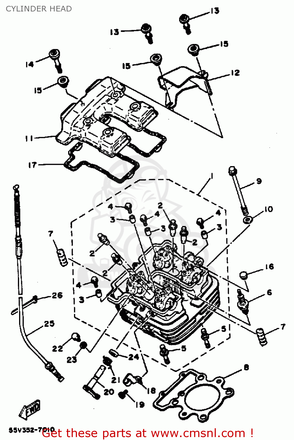 Yamaha XT350 1991 (M) USA CYLINDER HEAD - buy original CYLINDER HEAD