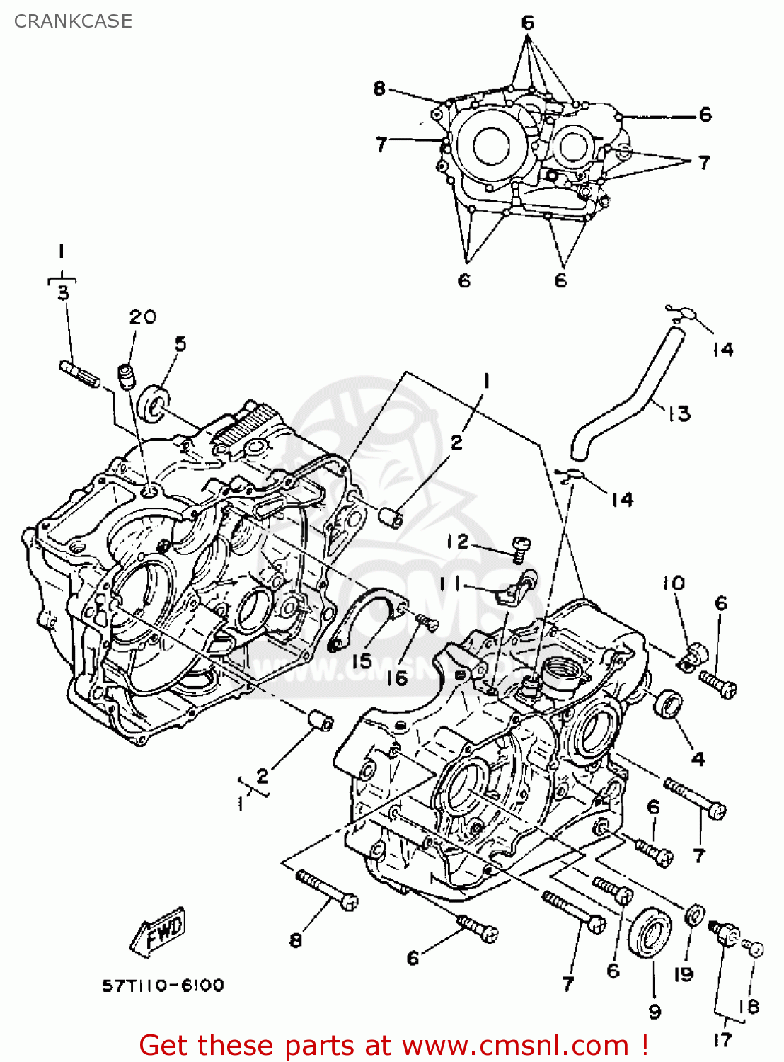 Yamaha XT350 1993 (P) USA CRANKCASE - buy original CRANKCASE spares online