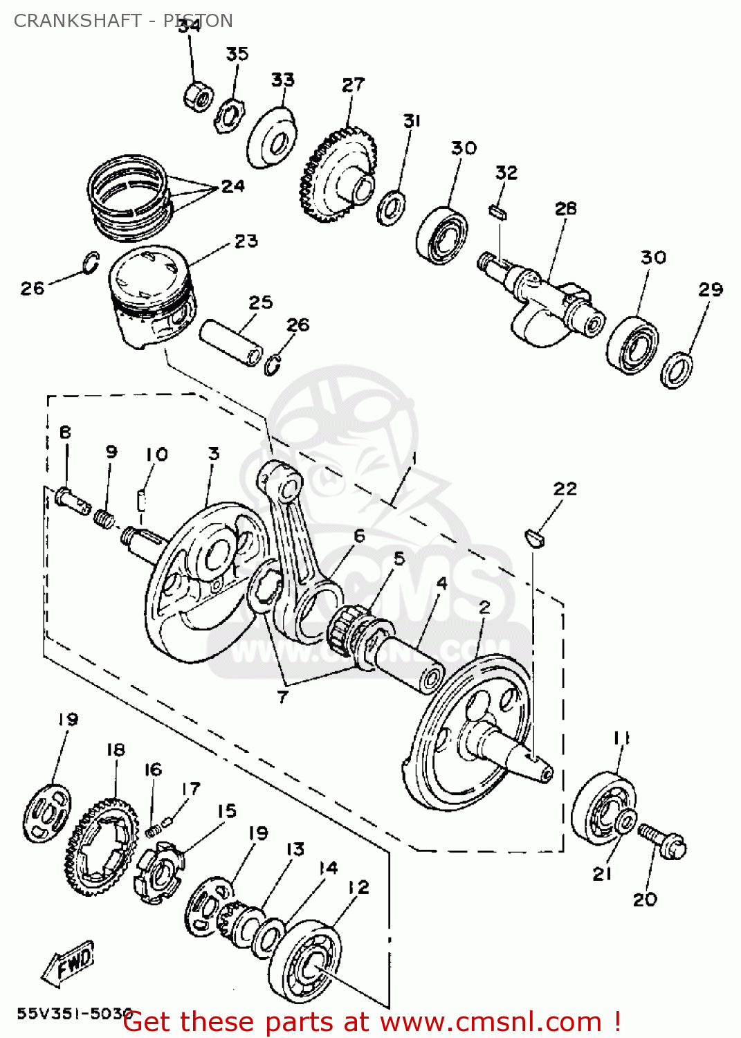 Yamaha XT350 DUAL PURPOSE 1985 (F) USA CRANKSHAFT - PISTON - buy ...