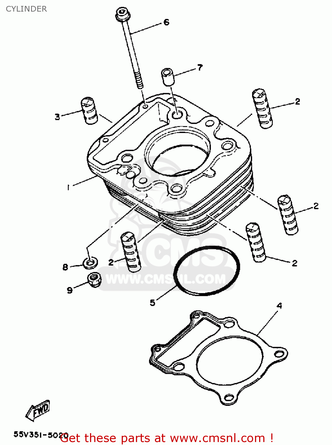 Yamaha XT350 DUAL PURPOSE 1987 (H) USA CYLINDER buy original CYLINDER
