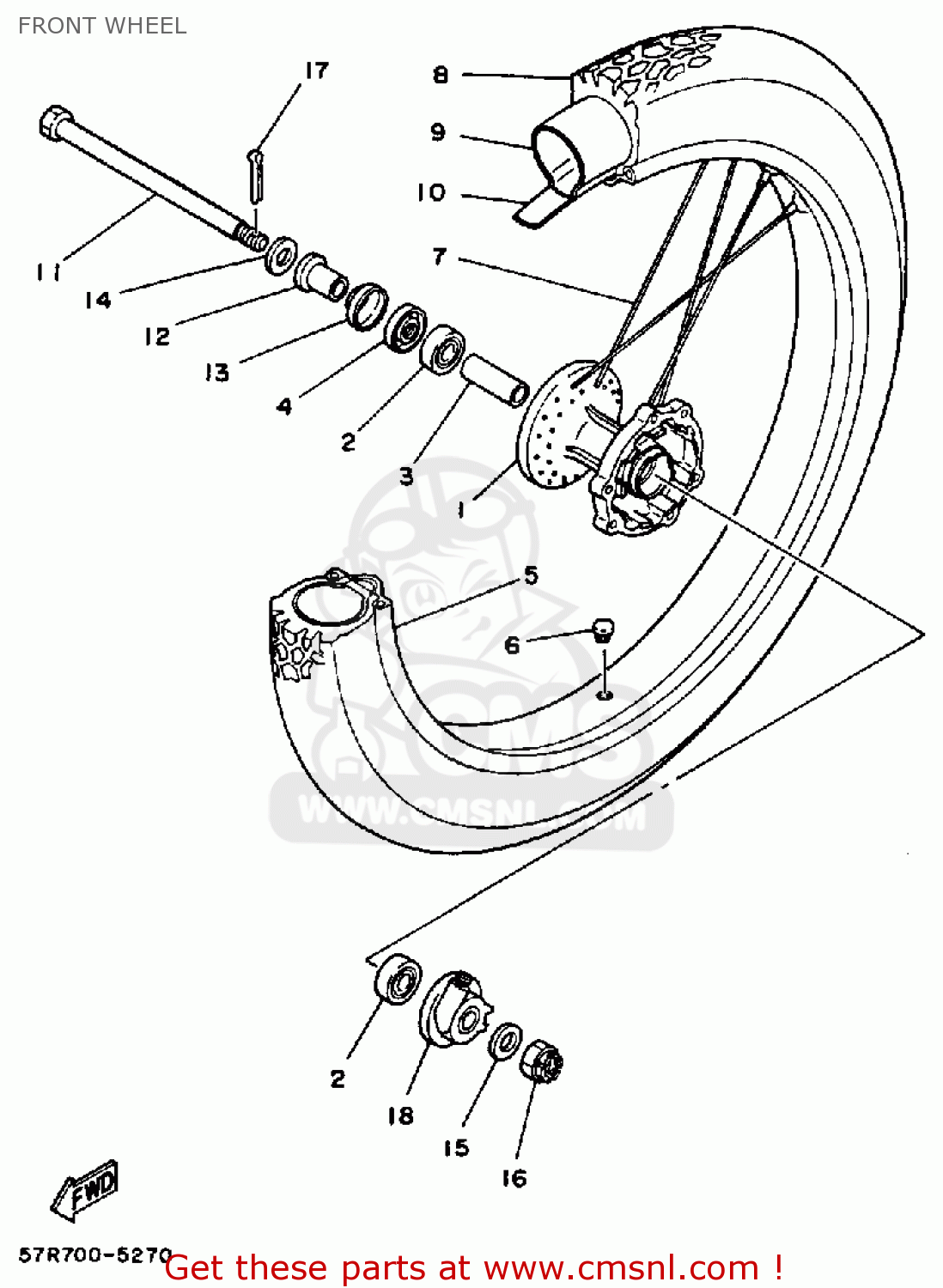 Yamaha XT350 DUAL PURPOSE 1987 (H) USA FRONT WHEEL buy original FRONT