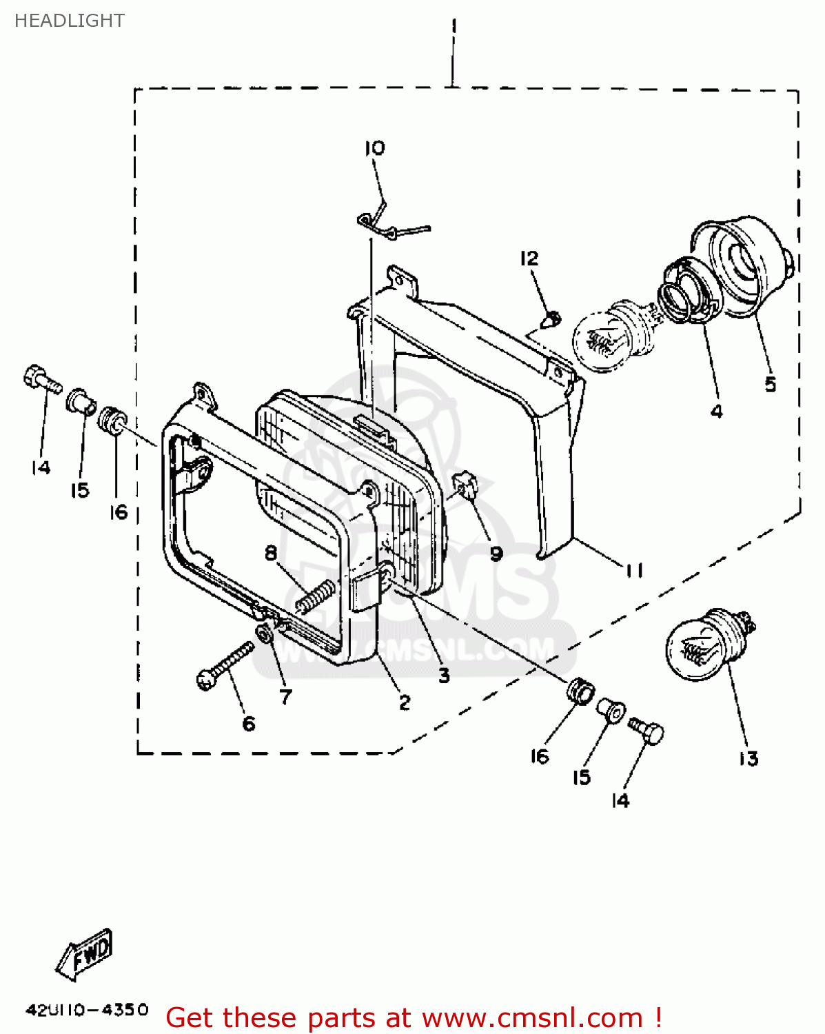Yamaha XT350 DUAL PURPOSE 1989 (K) USA HEADLIGHT buy original