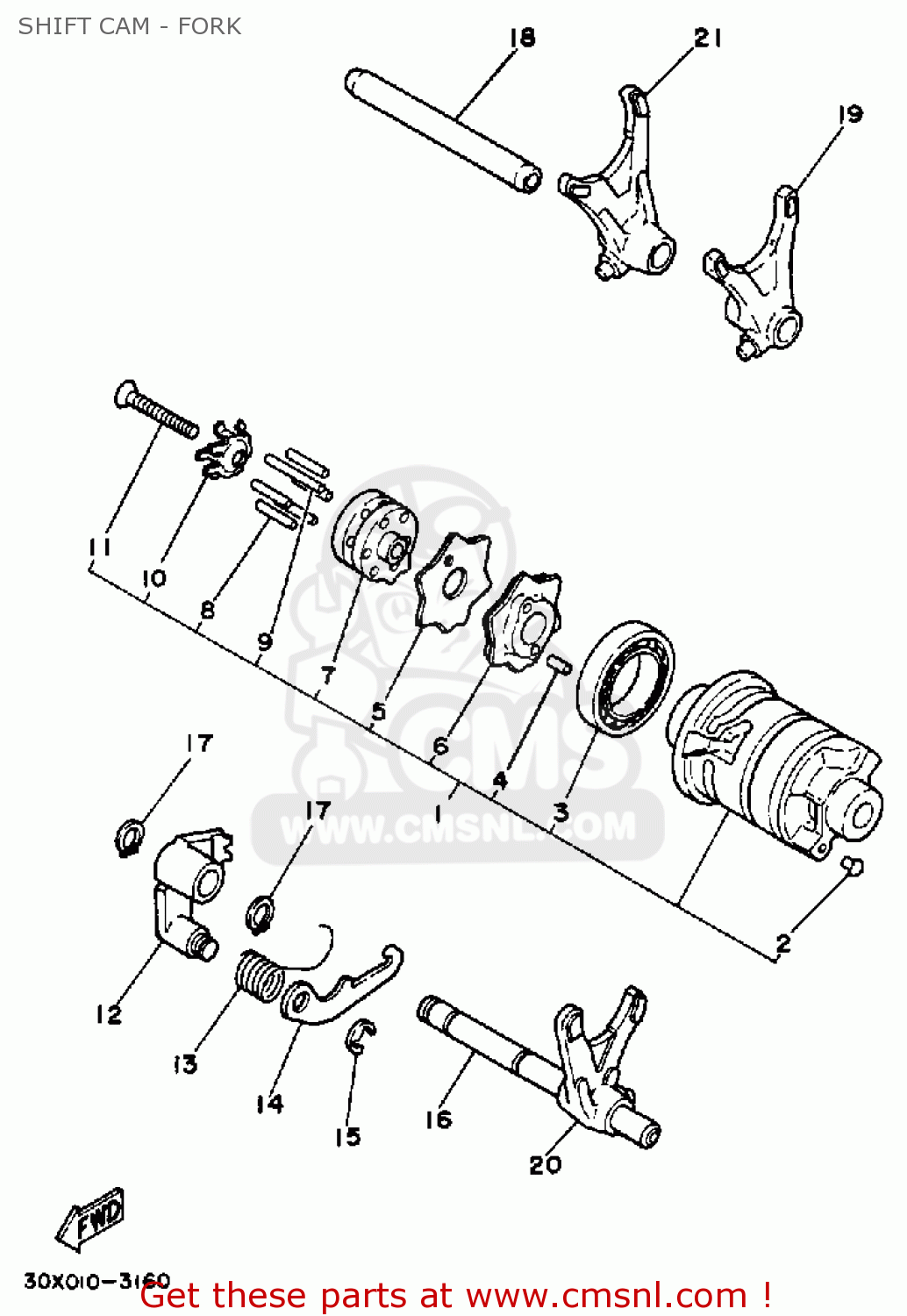 Yamaha XT350 DUAL PURPOSE 1989 (K) USA SHIFT CAM FORK buy original