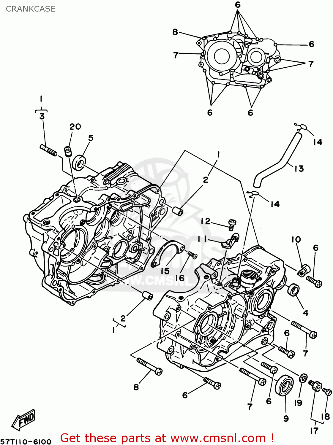 Yamaha Xt350 Gc 1995 Crankcase - schematic partsfiche