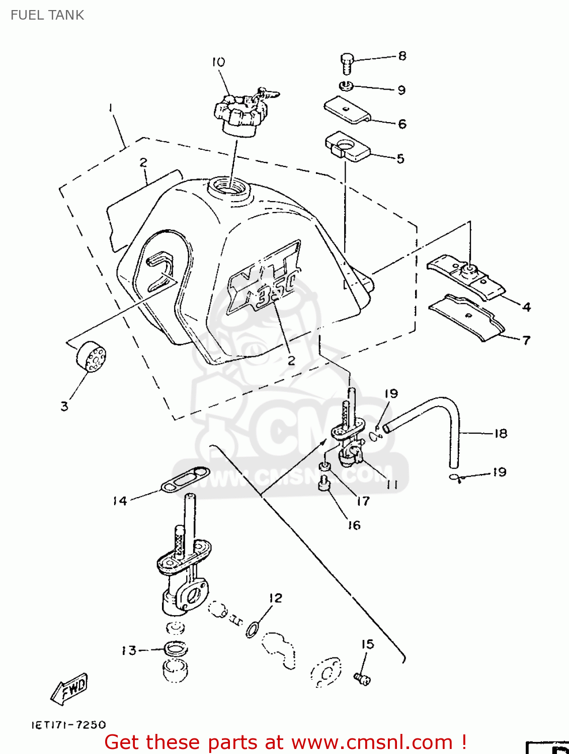 Yamaha XT350N (13KW) 1987 1WM GERMANY 2759Y-332G1 FUEL TANK - buy ...