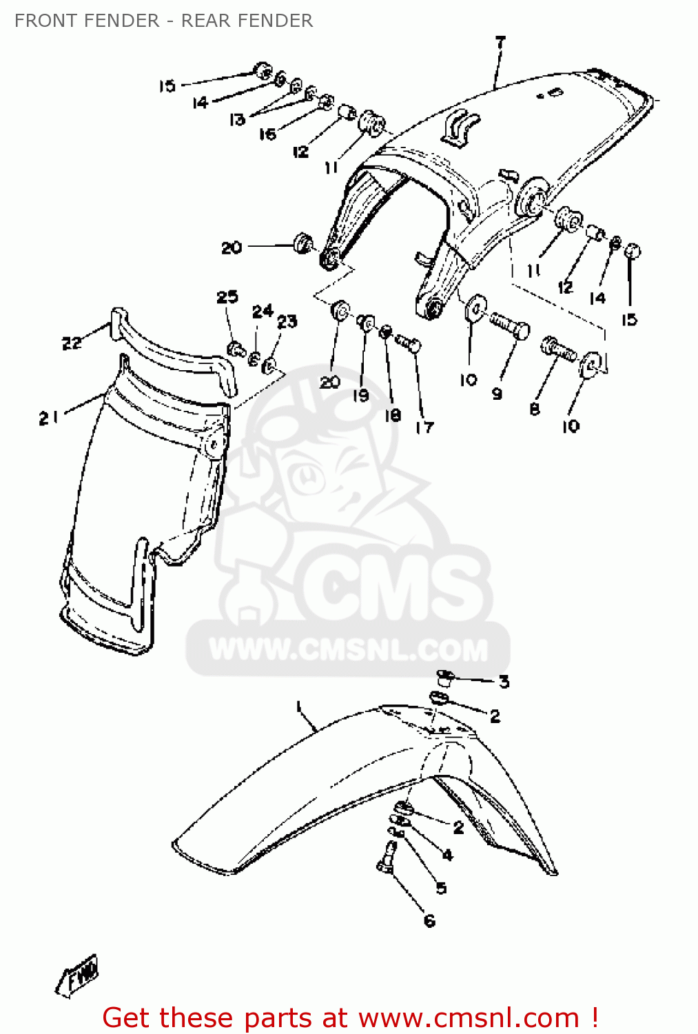 Yamaha XT500 1976 DUAL PURPOSE USA FRONT FENDER - REAR FENDER - buy ...