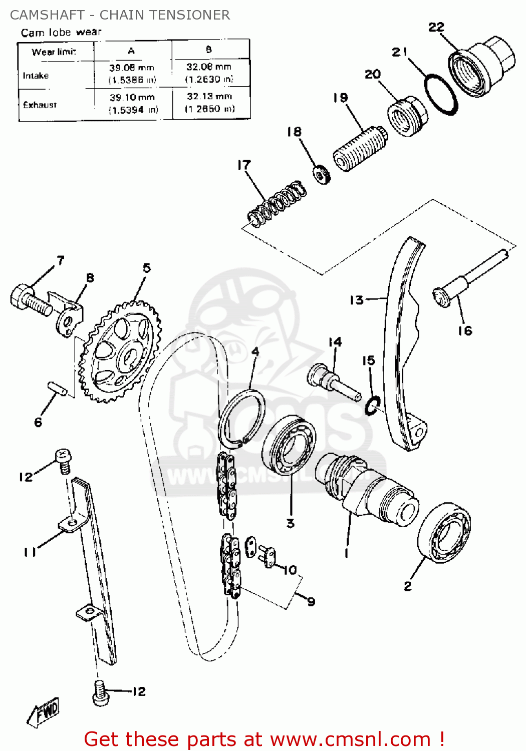 Yamaha XT500 1977 DUAL PURPOSE USA CANADA CAMSHAFT CHAIN TENSIONER