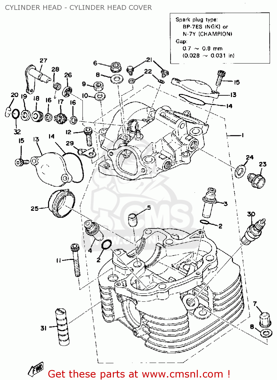 Yamaha XT500 1977 DUAL PURPOSE USA CANADA CYLINDER HEAD - CYLINDER HEAD ...