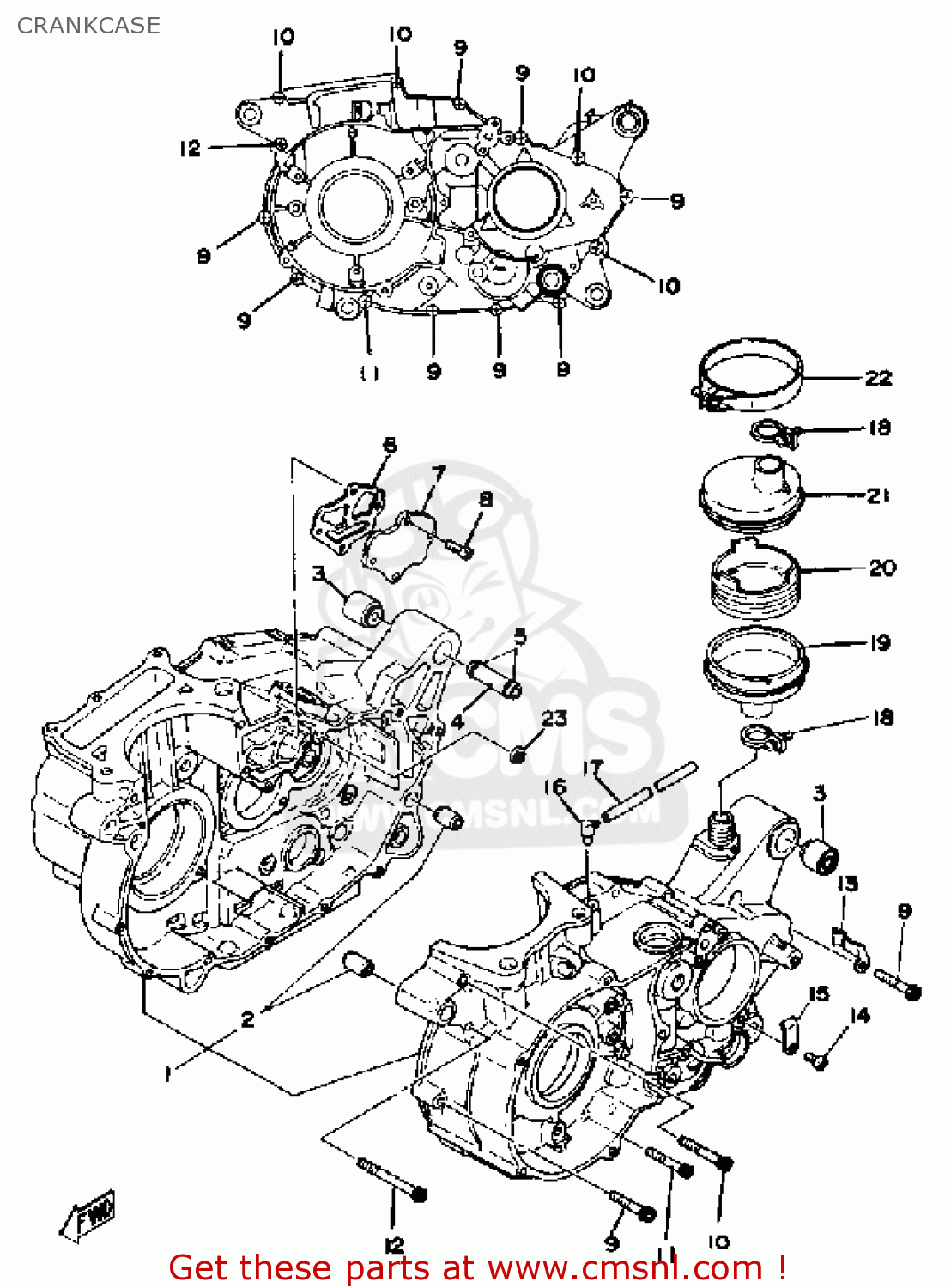 Yamaha XT500 1978 DUAL PURPOSE USA CRANKCASE - buy original CRANKCASE ...