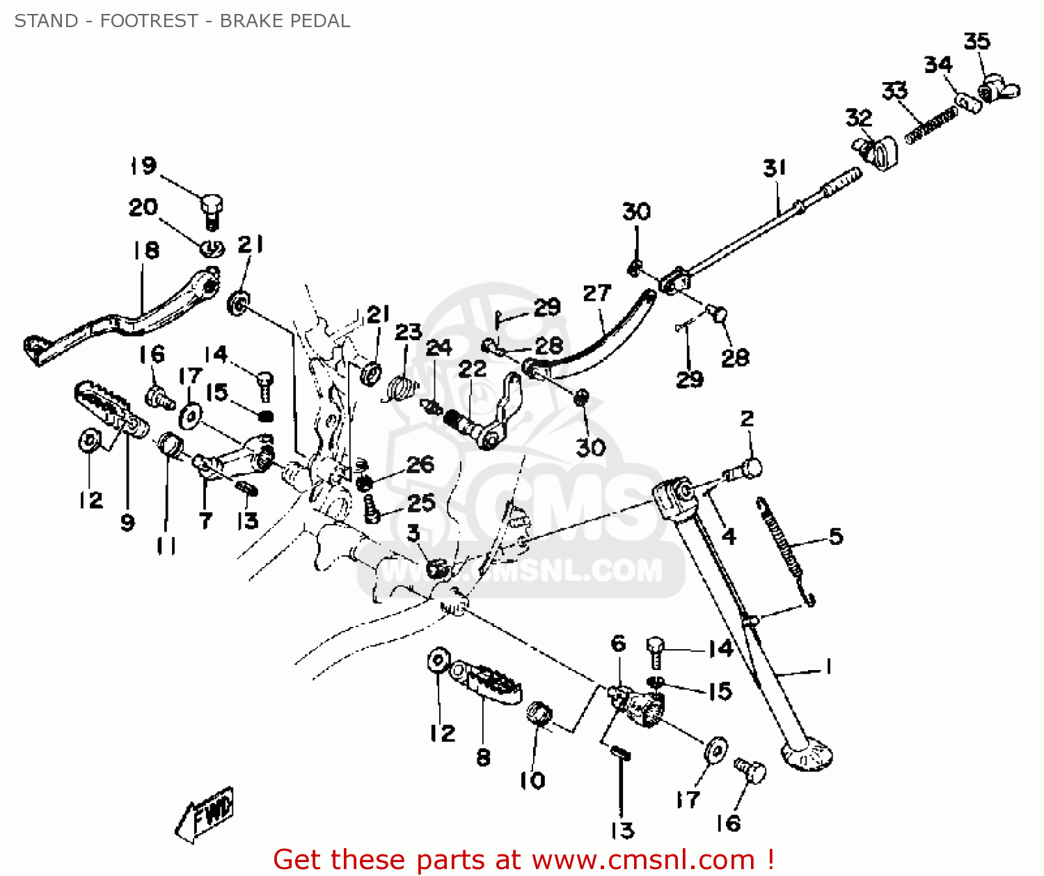 Yamaha XT500 1979 USA CANADA STAND FOOTREST BRAKE PEDAL buy