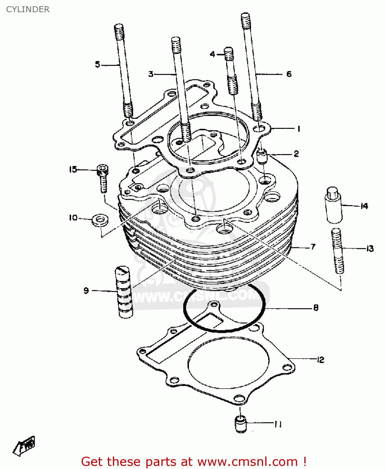 Yamaha XT500 1980 DUAL PURPOSE USA CYLINDER - buy original CYLINDER ...