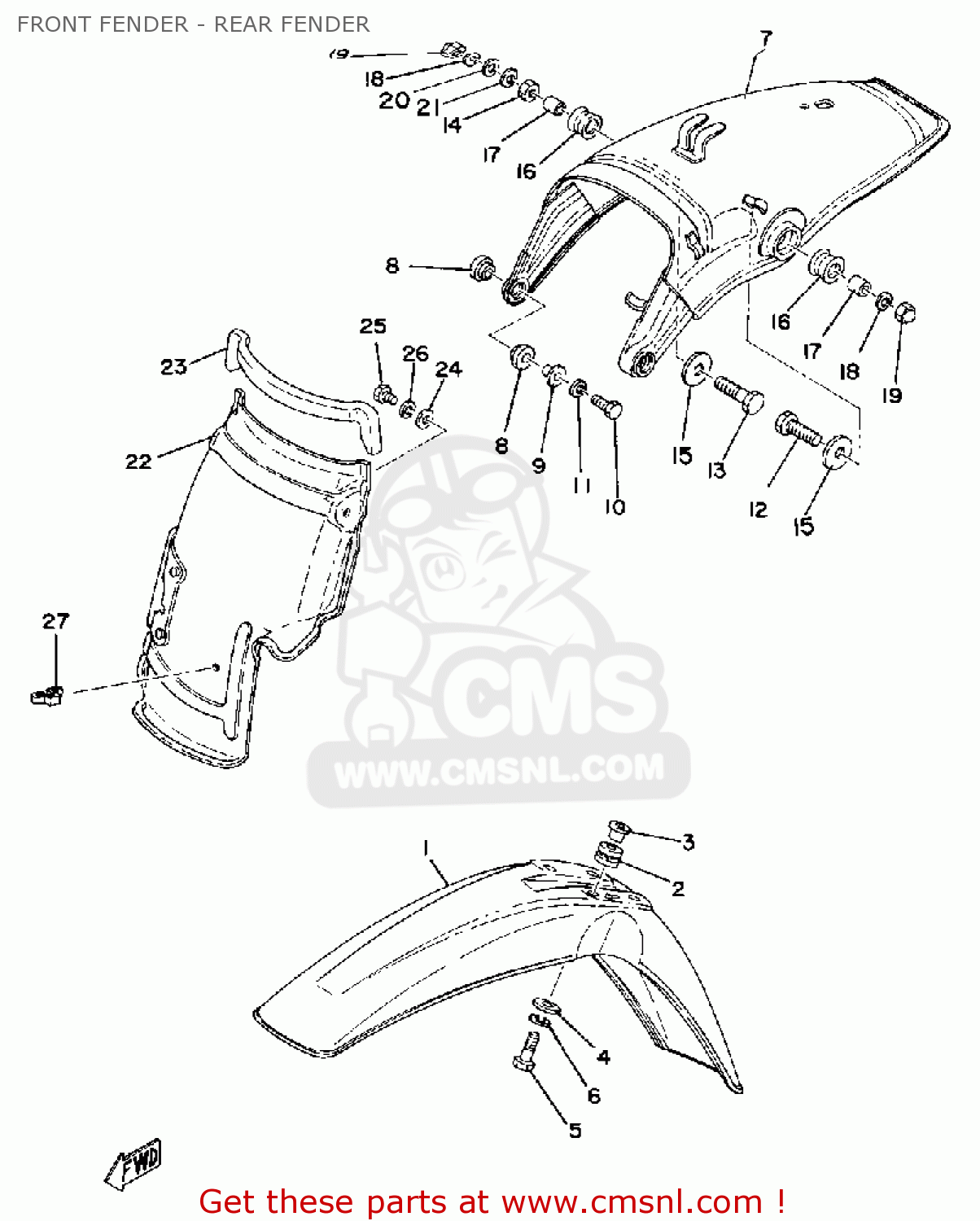 Yamaha XT500 1981 DUAL PURPOSE USA FRONT FENDER - REAR FENDER - buy ...