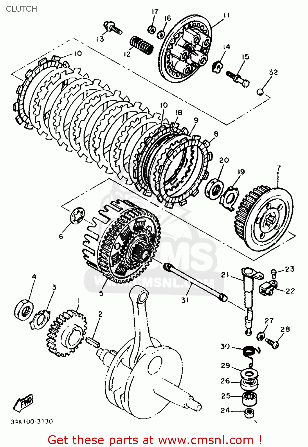 Yamaha XT600 1986 43F EUROPE 2643F-300E1 CLUTCH - buy original CLUTCH ...