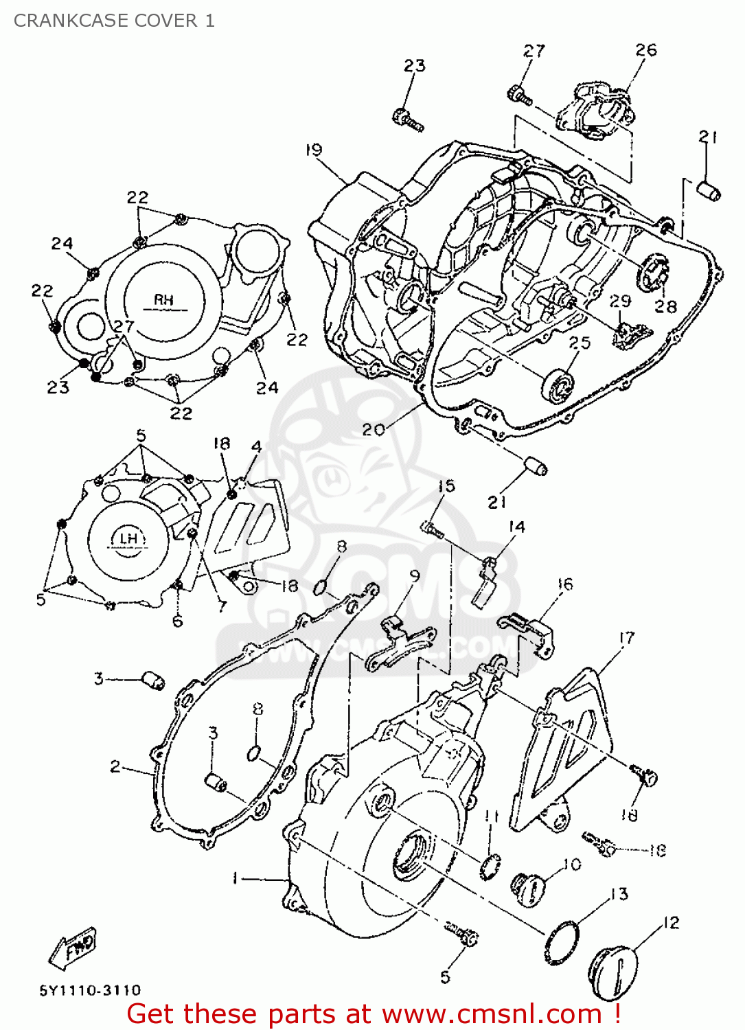 Yamaha XT600 1986 43F EUROPE 2643F-300E1 CRANKCASE COVER 1 - buy ...