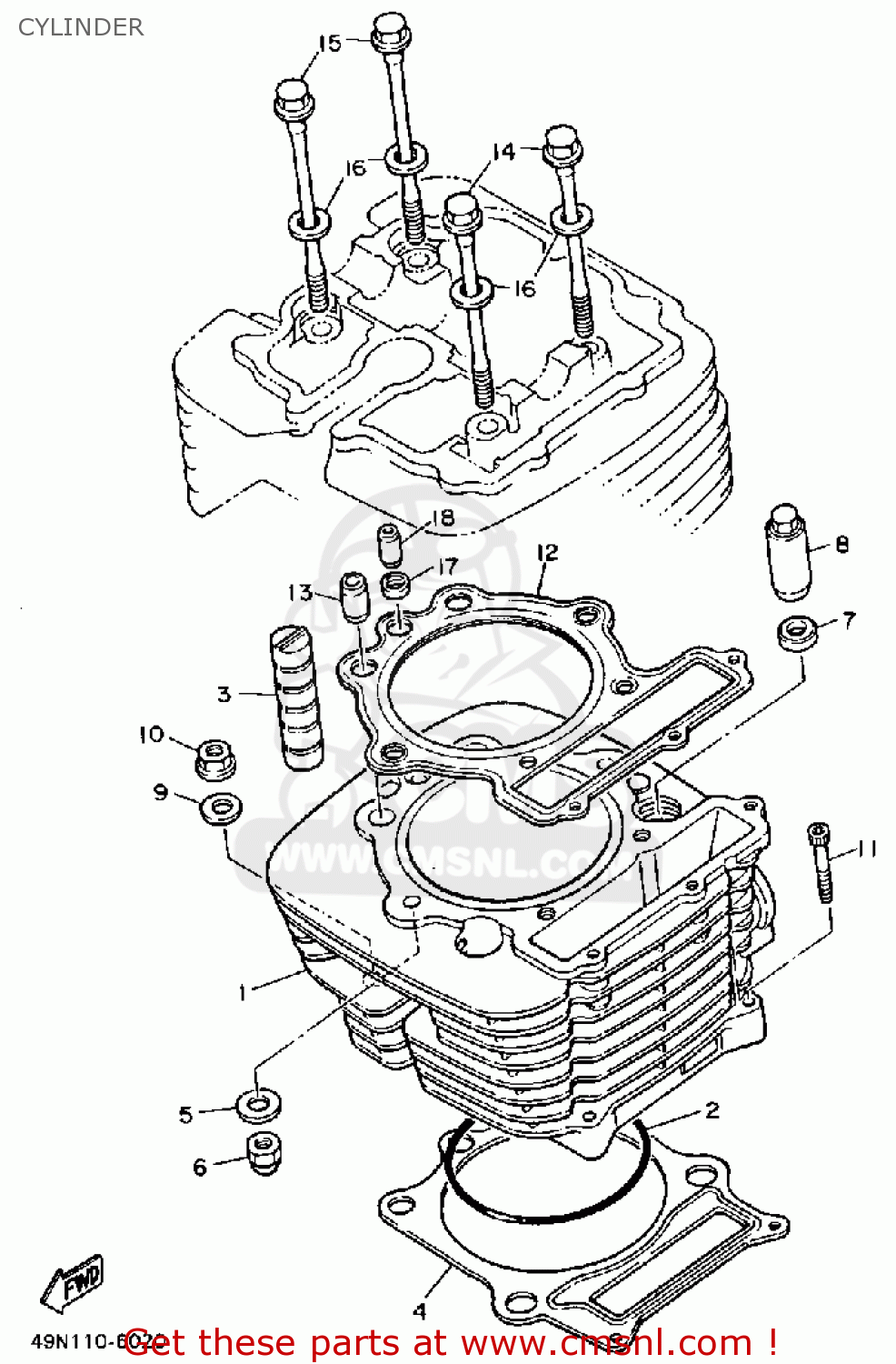Yamaha XT600 DUAL PURPOSE 1986 (G) USA CYLINDER buy original CYLINDER