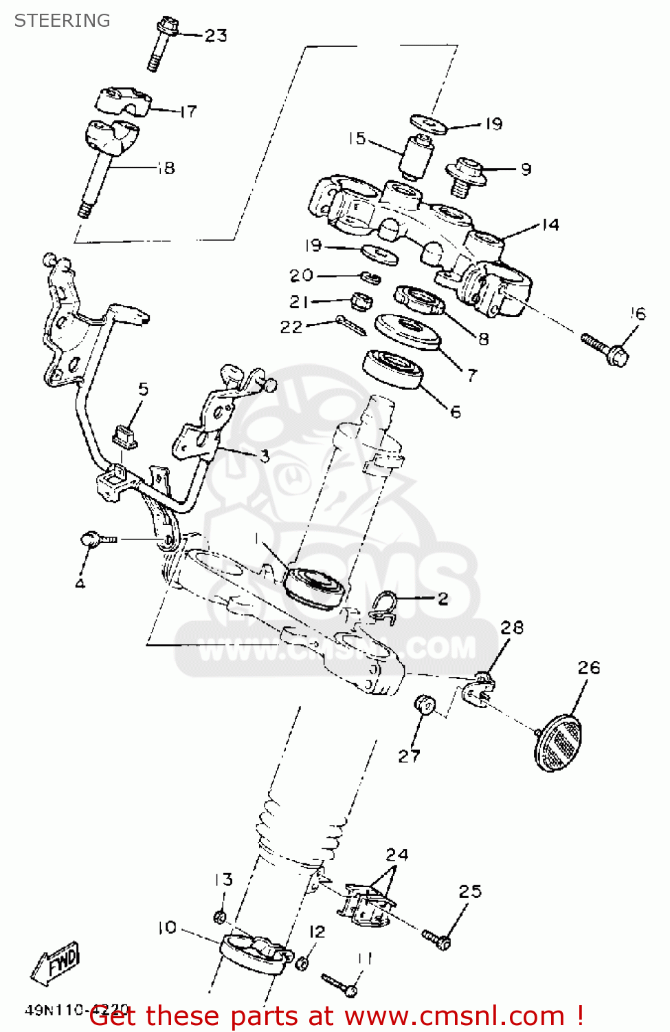 Yamaha XT600 DUAL PURPOSE 1988 (J) USA STEERING buy original STEERING