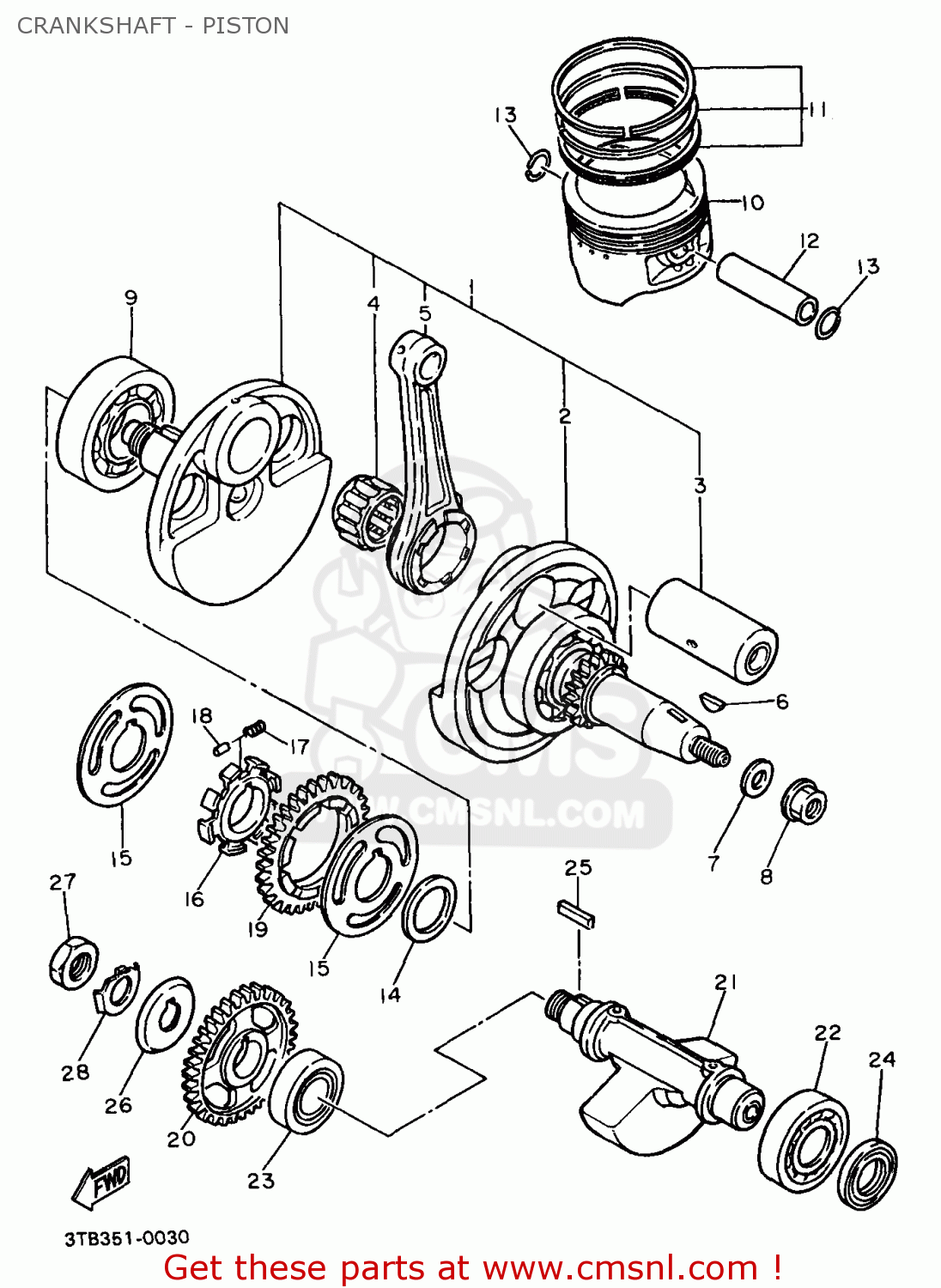 Yamaha XT600E 1990 (L) USA CRANKSHAFT - PISTON - buy original ...