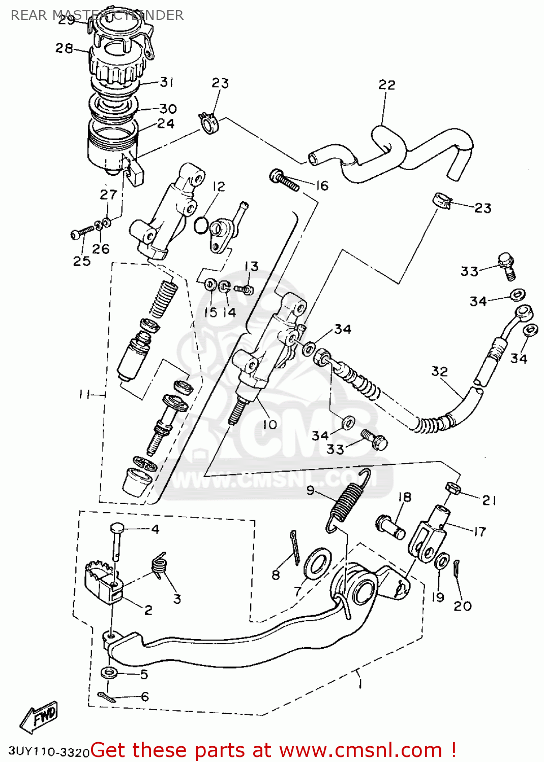 Yamaha XT600E 1994 (R) USA REAR MASTER CYLINDER - buy original REAR ...