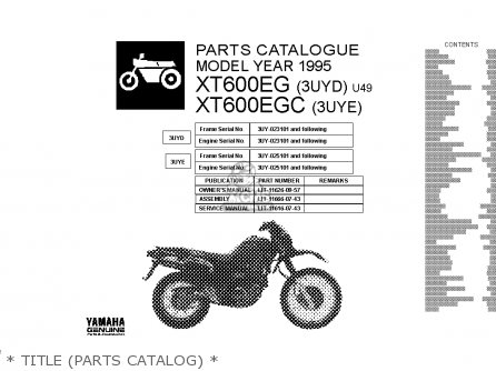 Yamaha XT600E 1995 (S) USA parts lists and schematics